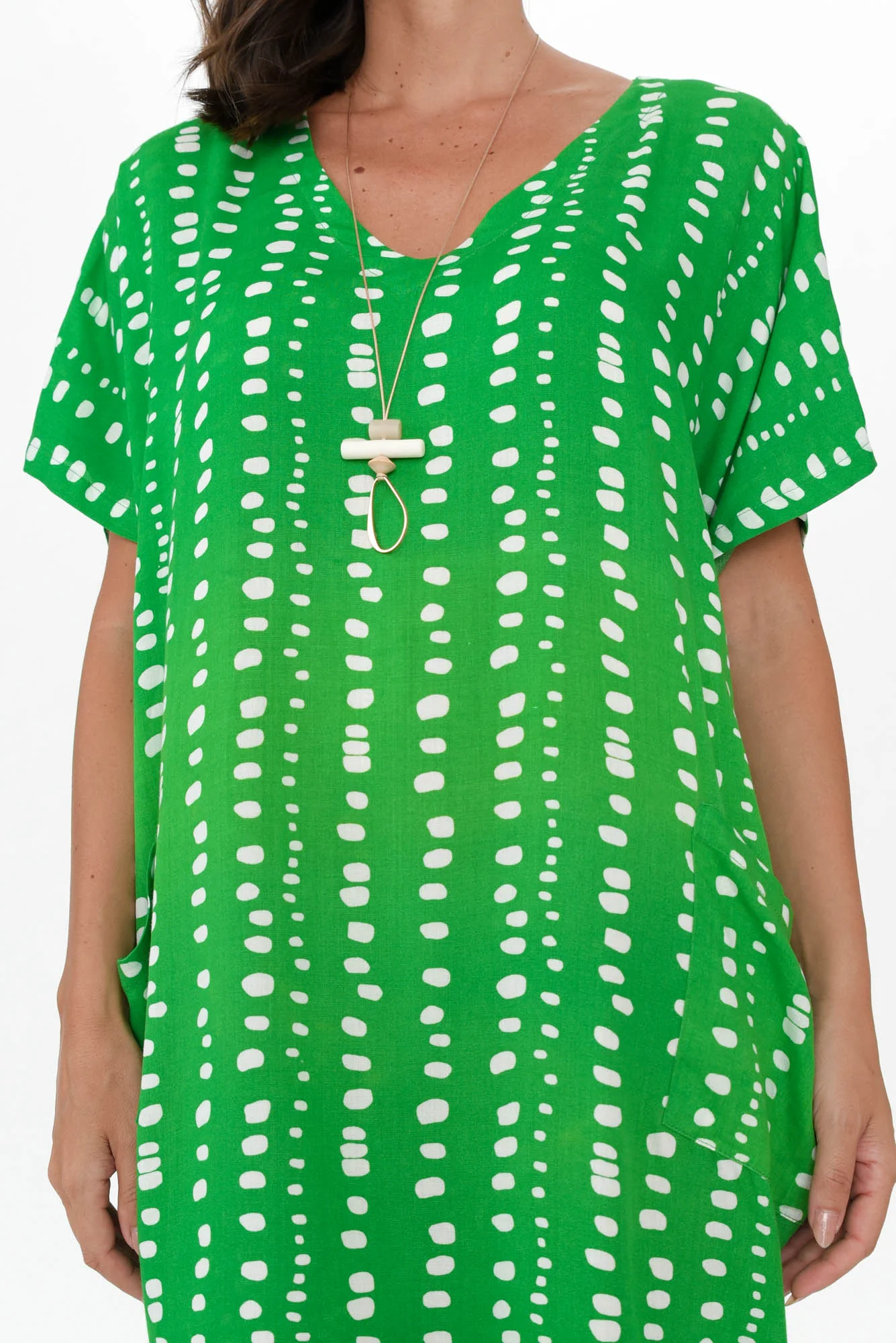 Gaby Green Abstract Spot Drape Tee Dress