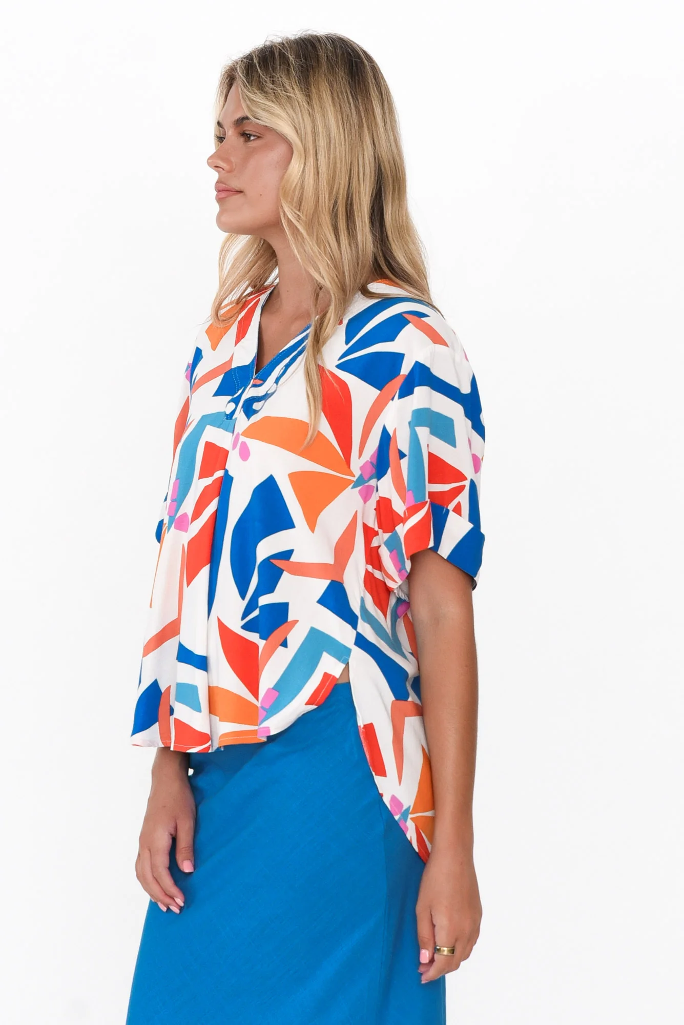 Fribben Blue Abstract Top