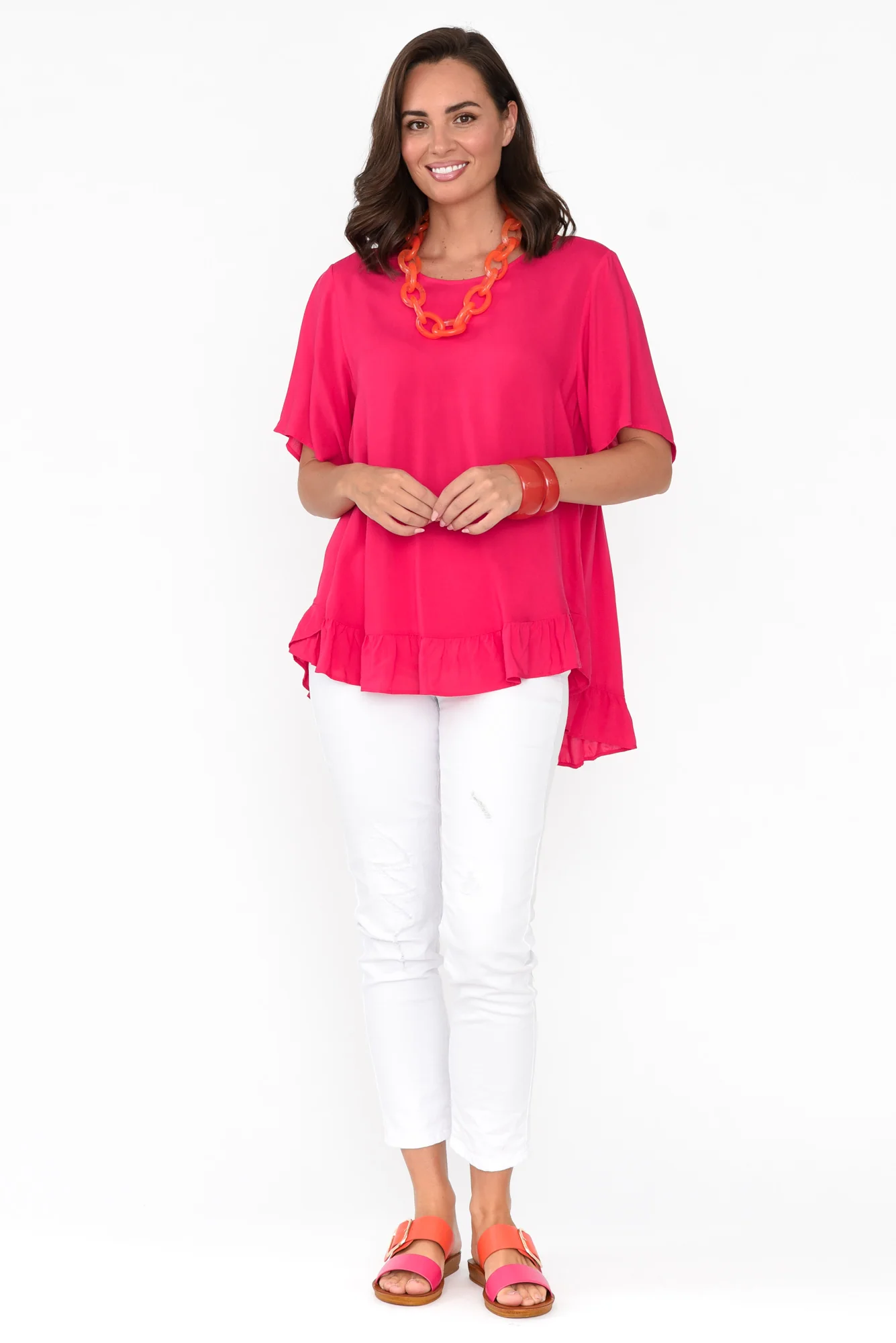 Cheryl Pink Frill Top