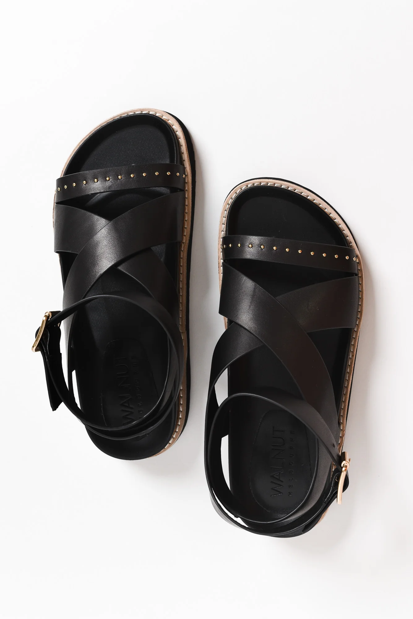 Pilar Black Leather Crossover Sandal