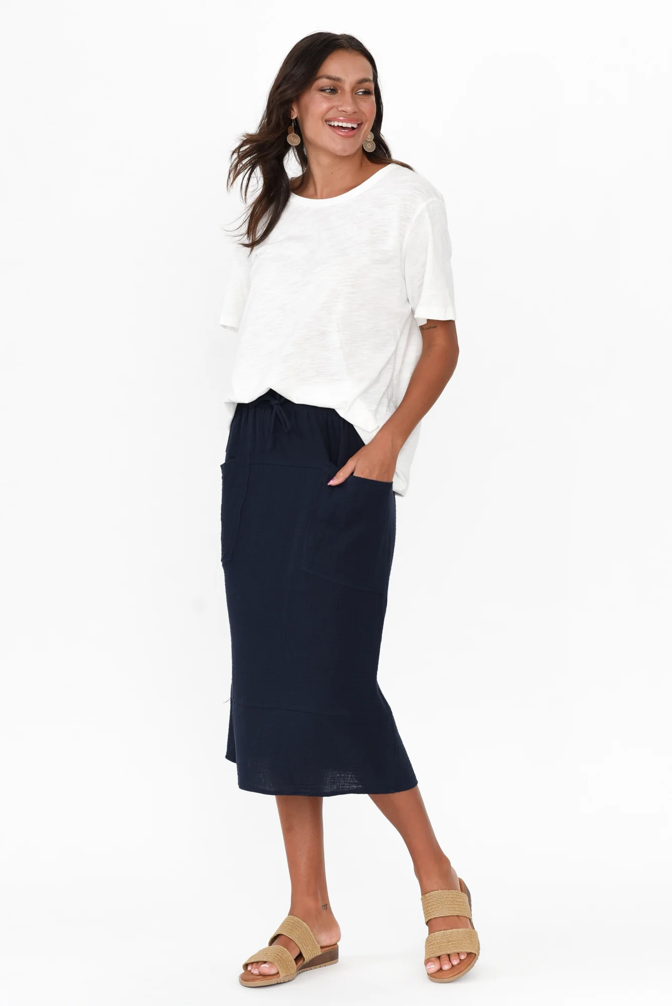 Byron Navy Cotton Skirt