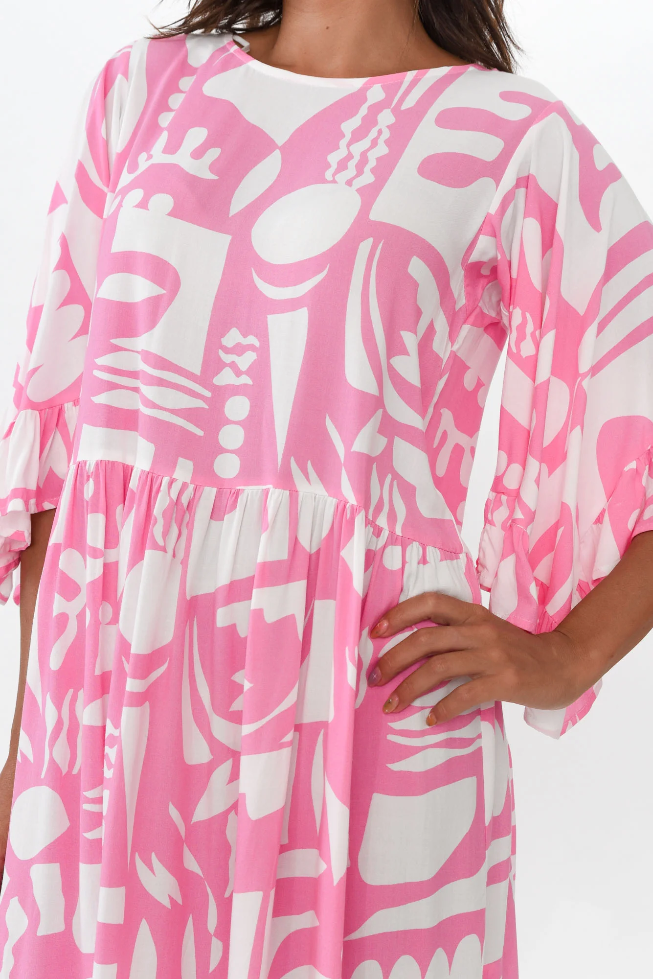 Osmund Pink Abstract Frill Dress
