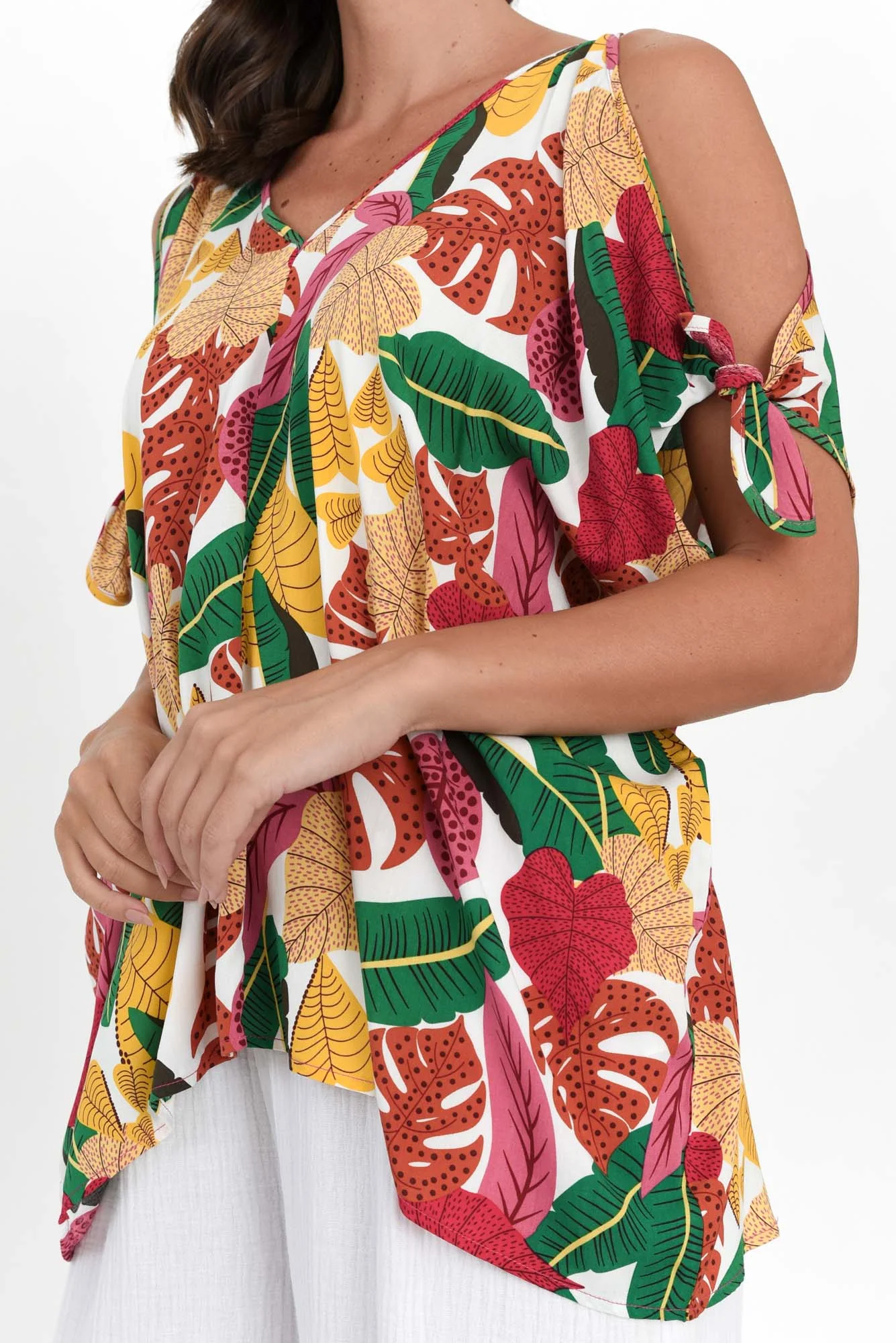 Avalee White Jungle Cold Shoulder Top