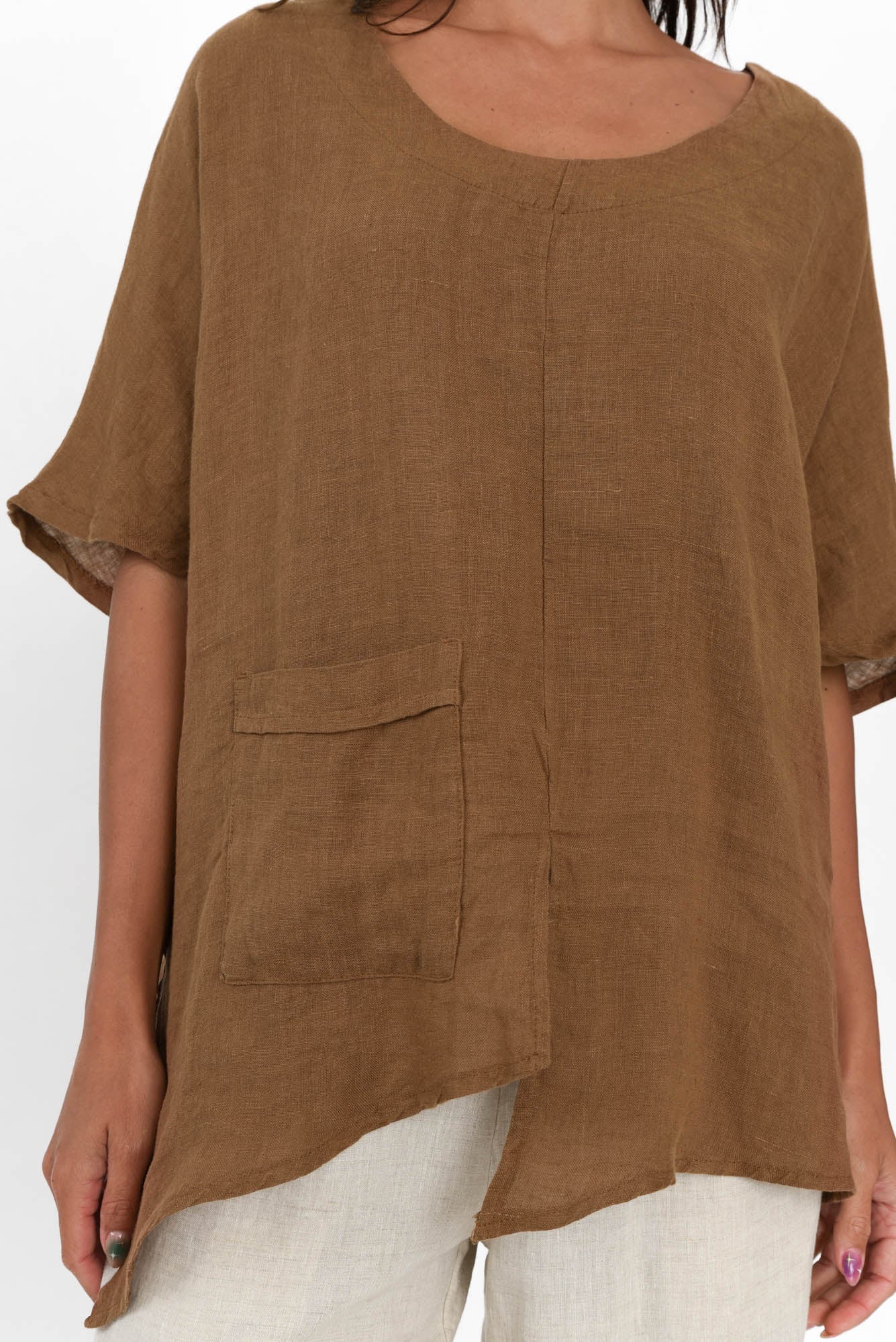 Sura Mocha Linen Top