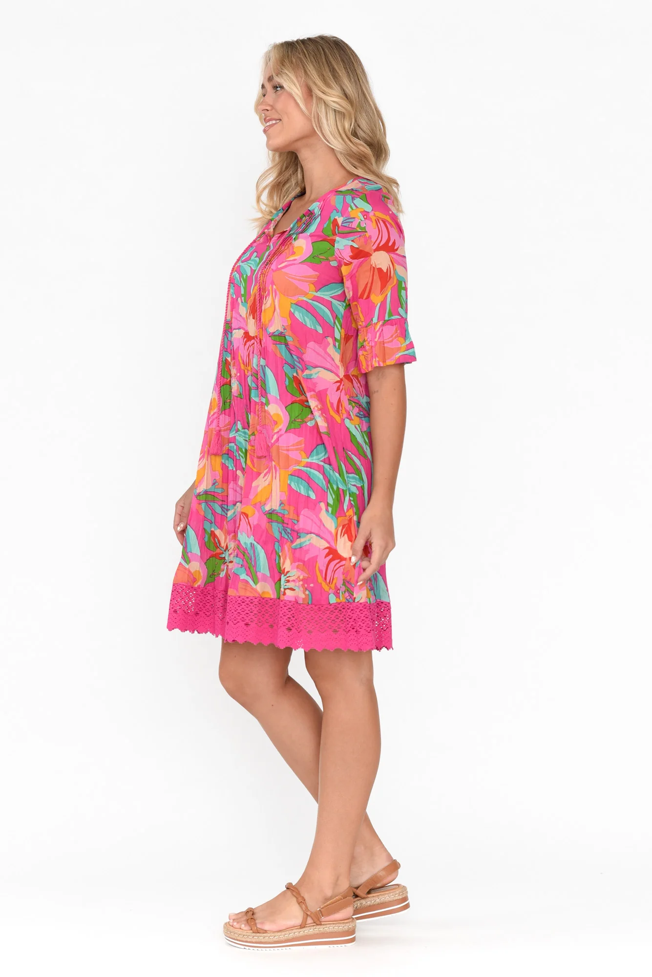 Cayman Pink Hawaiian Cotton Tunic Dress