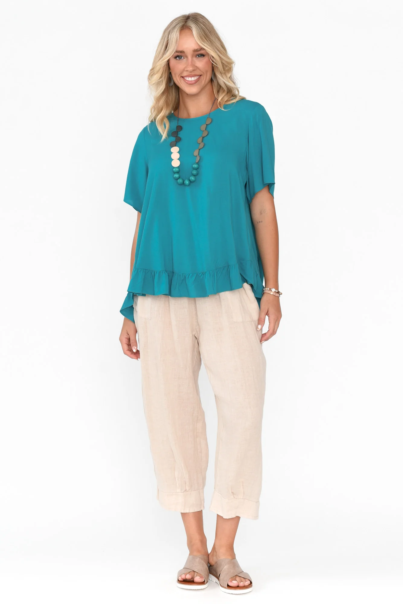 Cheryl Teal Frill Top