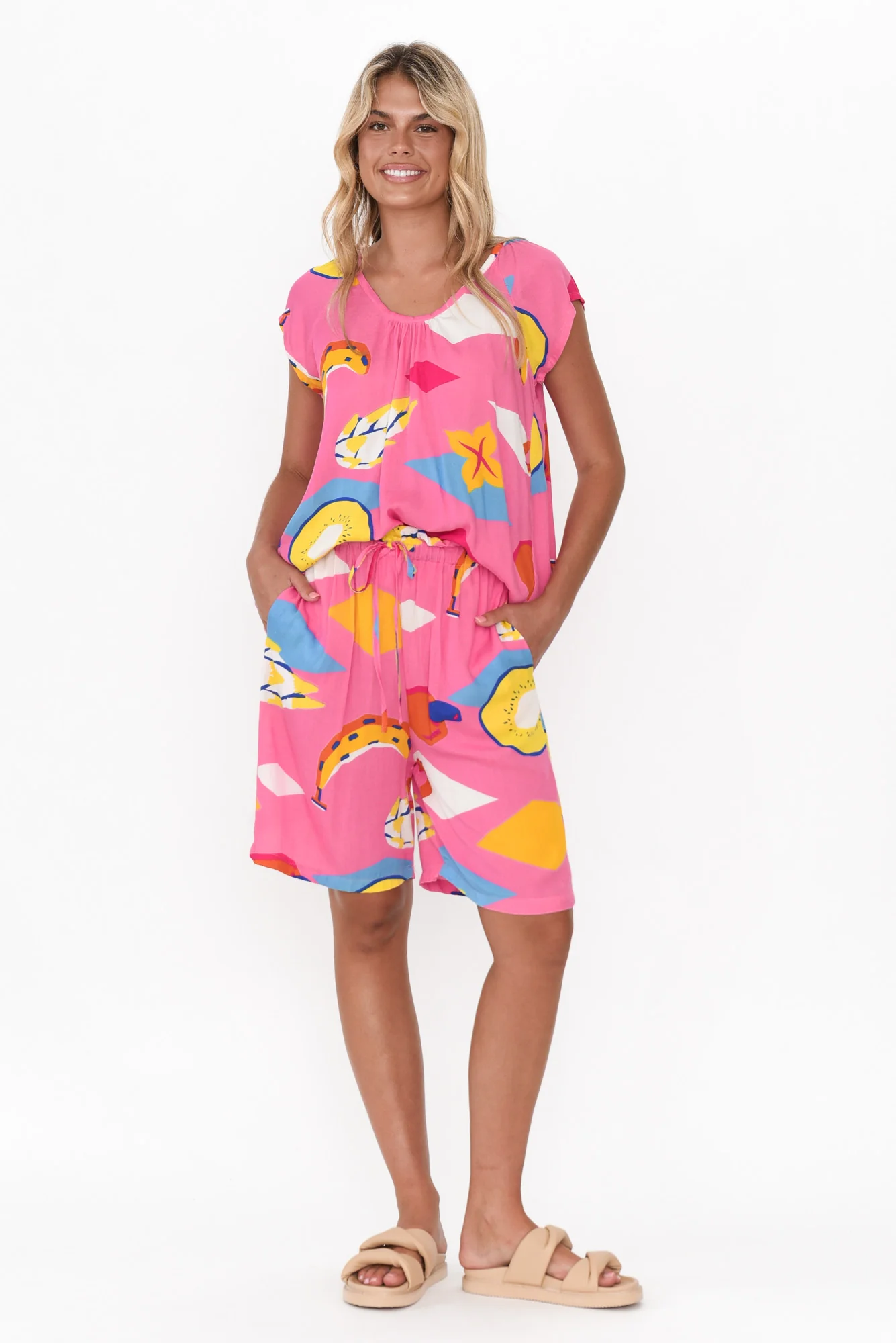 Aurora Pink Fruity Short Sleeve Top