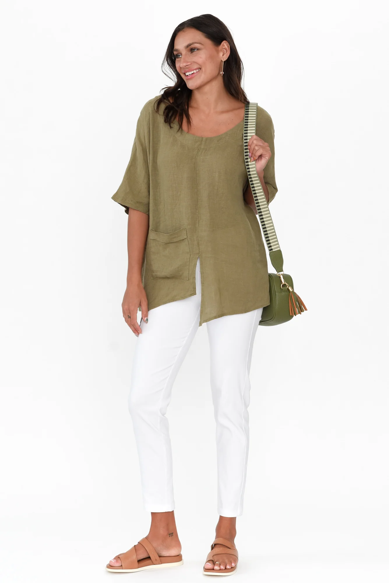 Sura Khaki Linen Top