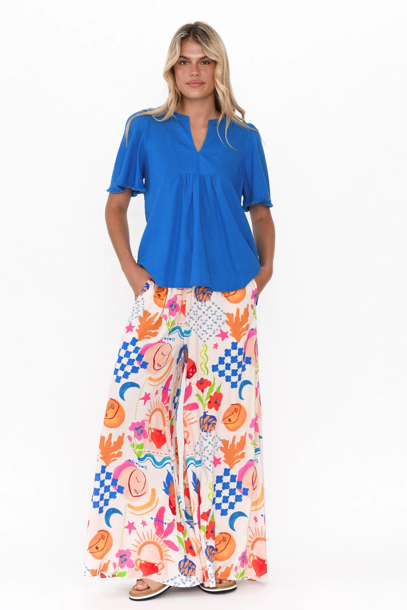 Jennings Cobalt Celestial Wide Leg Pants