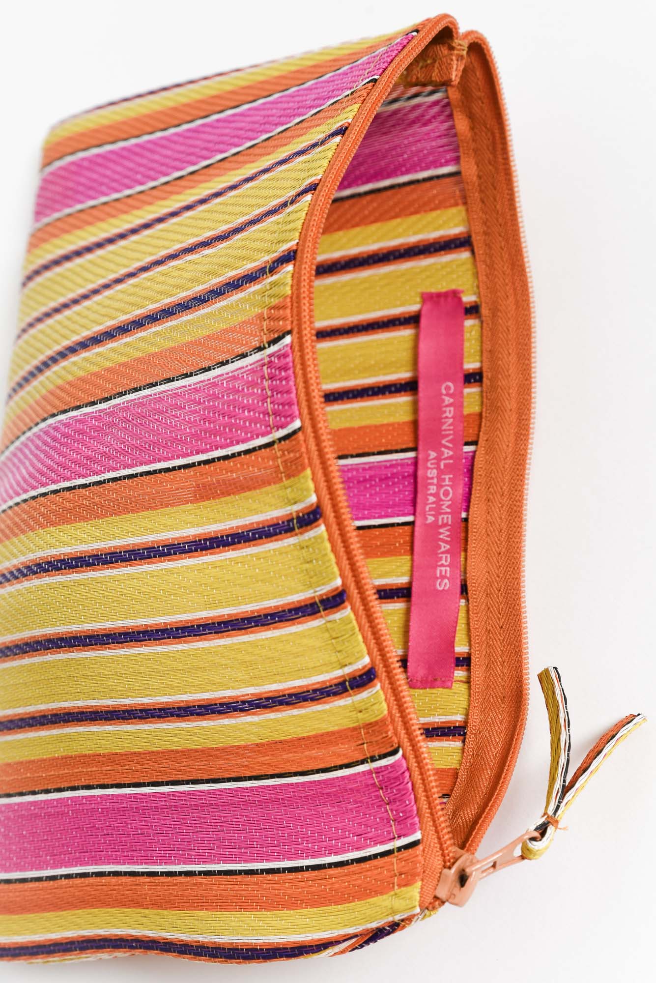 Leeca Yellow Stripe Zip Pouch