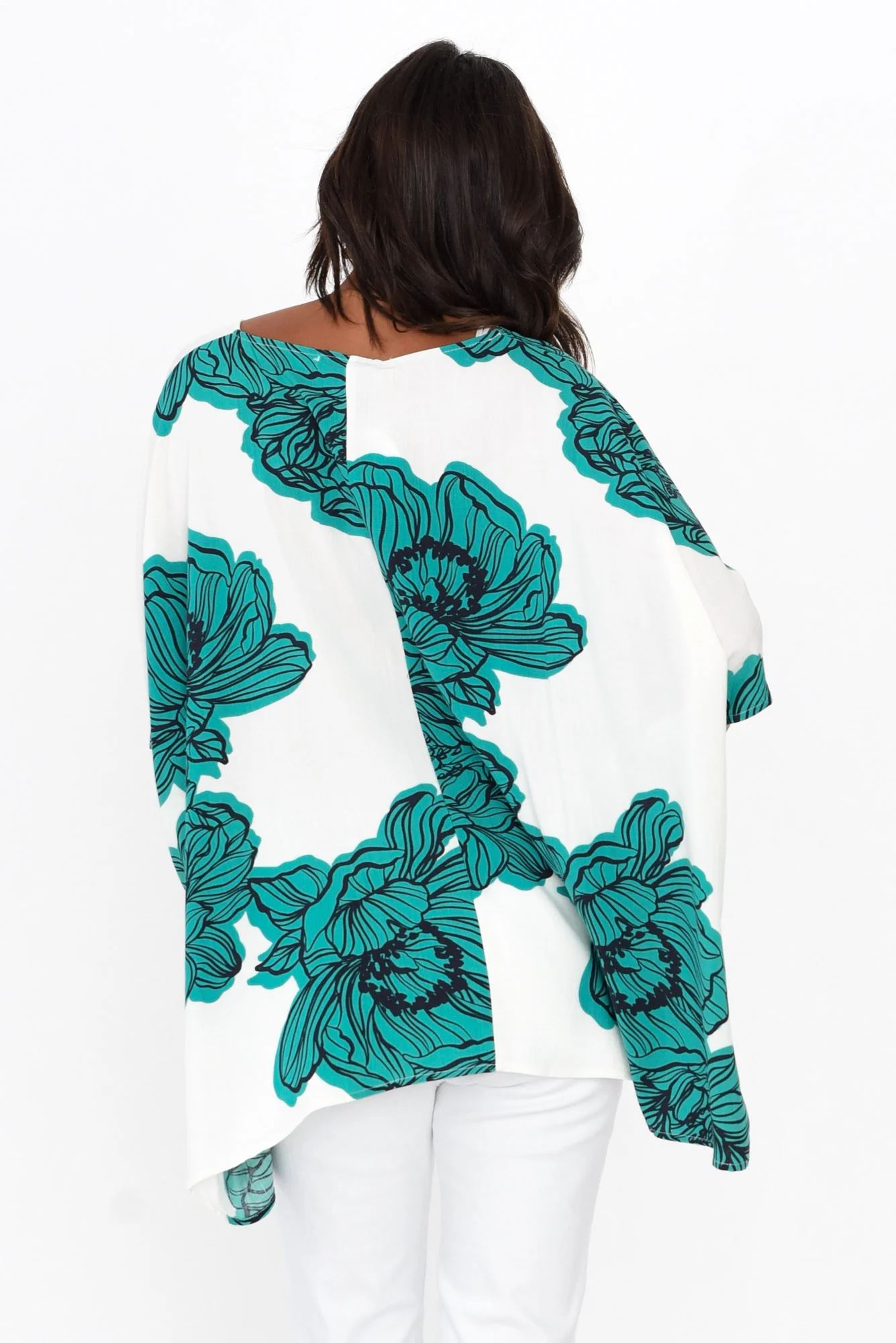 Trista Green Floral Drape Top