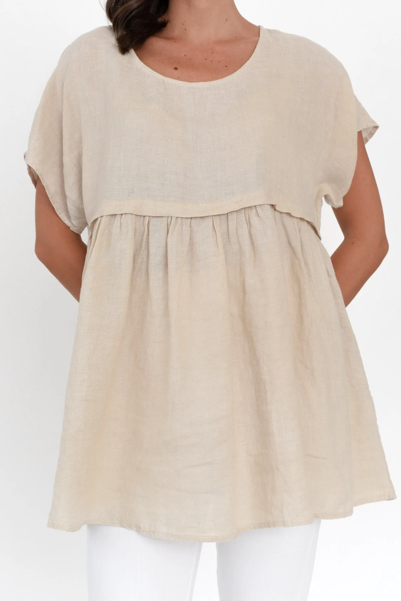 Elden Beige Linen Top