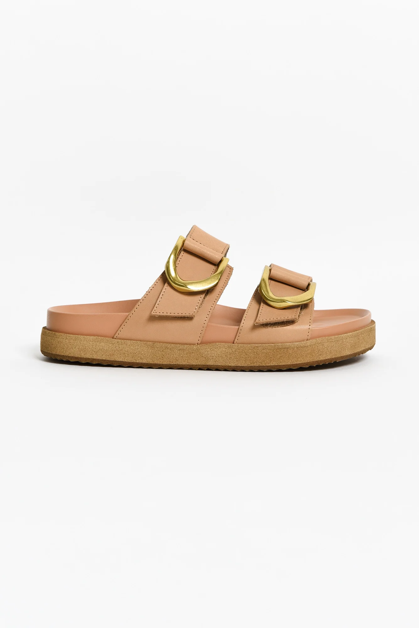 Mint Tan Leather Buckle Slide