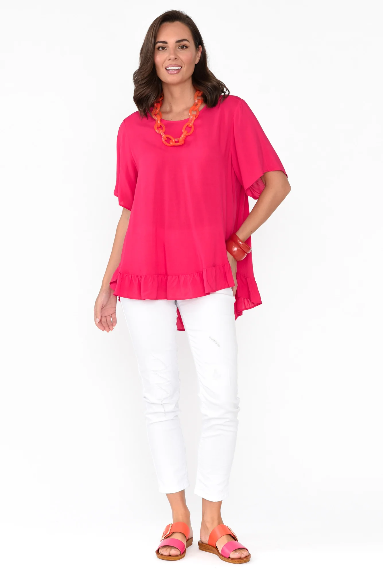 Cheryl Pink Frill Top