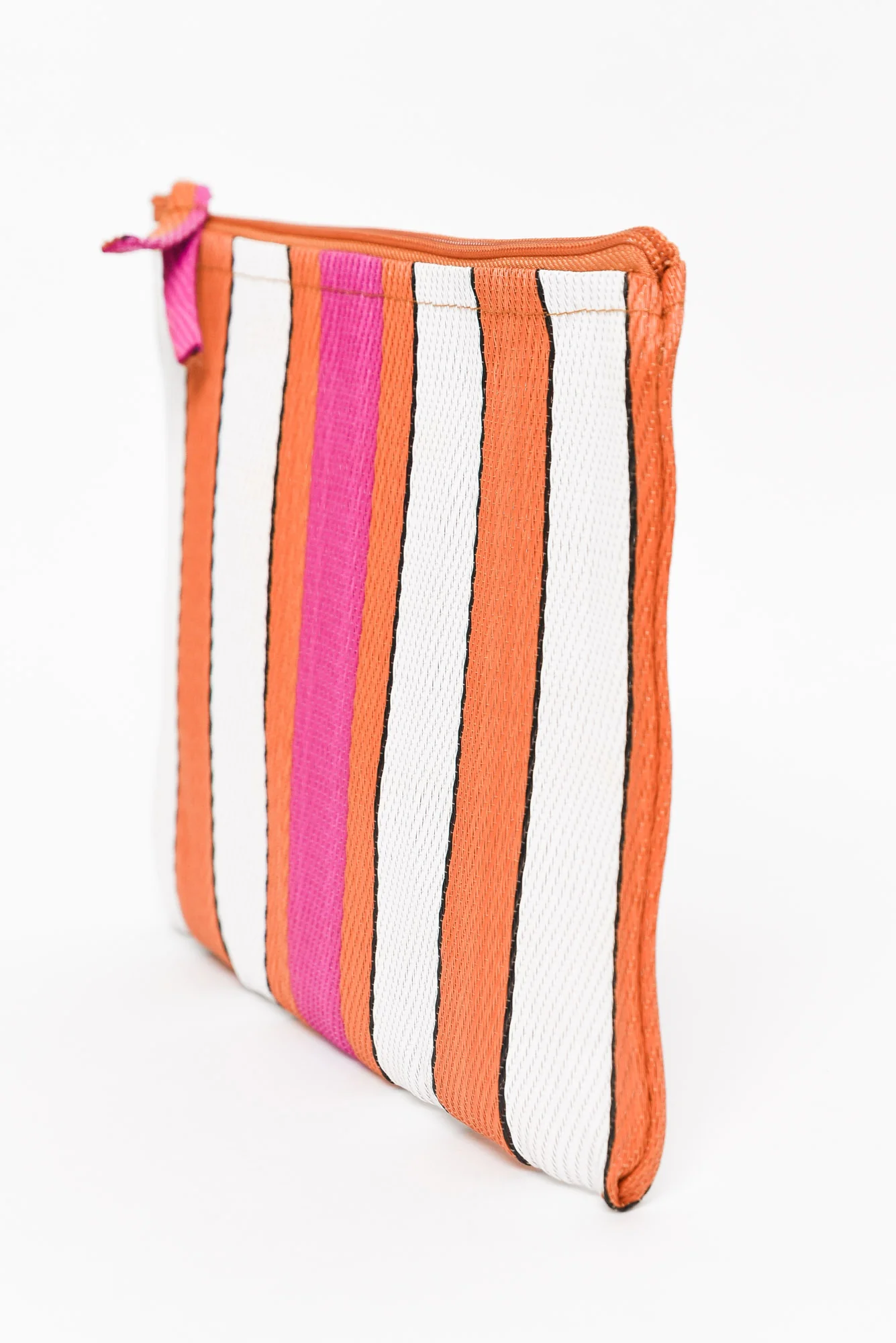 Leeca Orange Stripe Zip Pouch