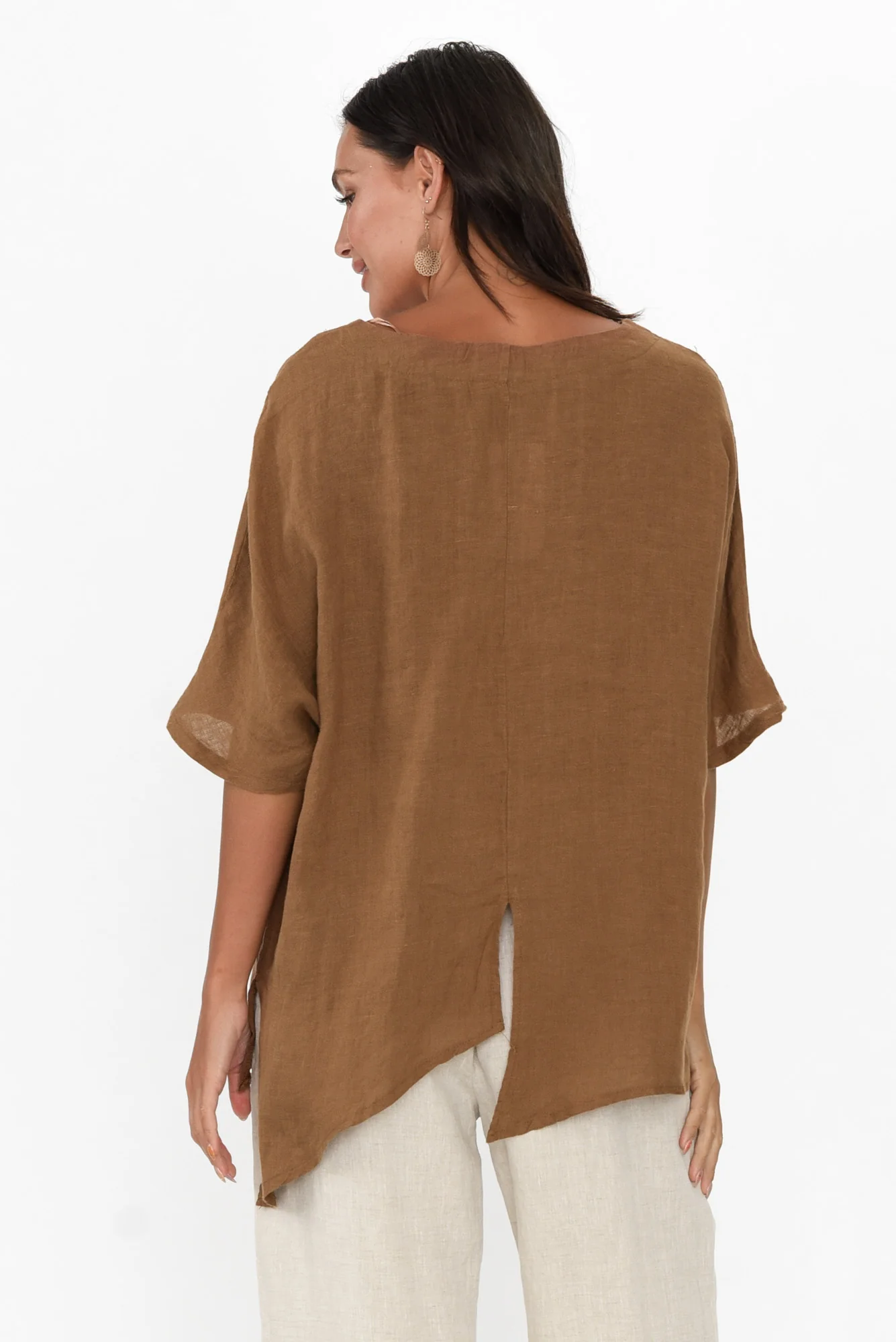 Sura Mocha Linen Top