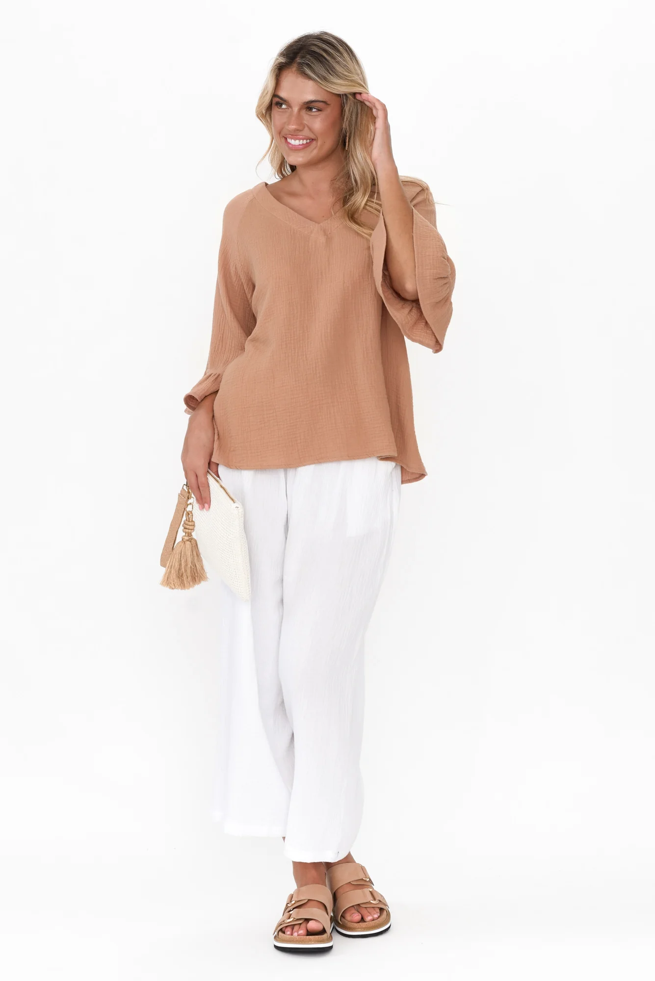 Indila White Cotton Pants