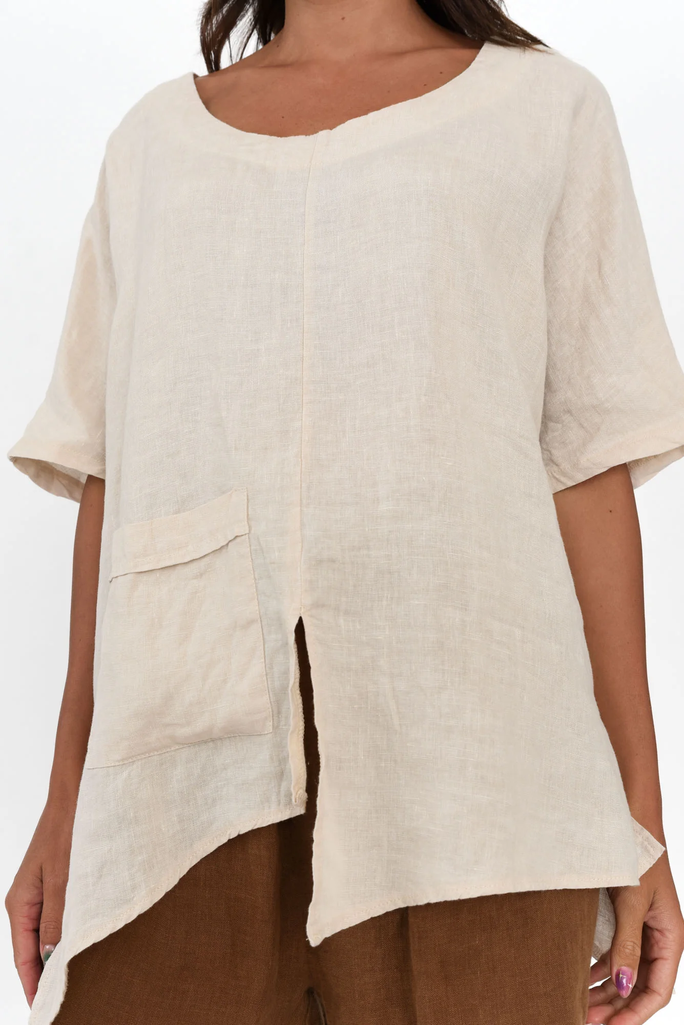 Sura Beige Linen Top