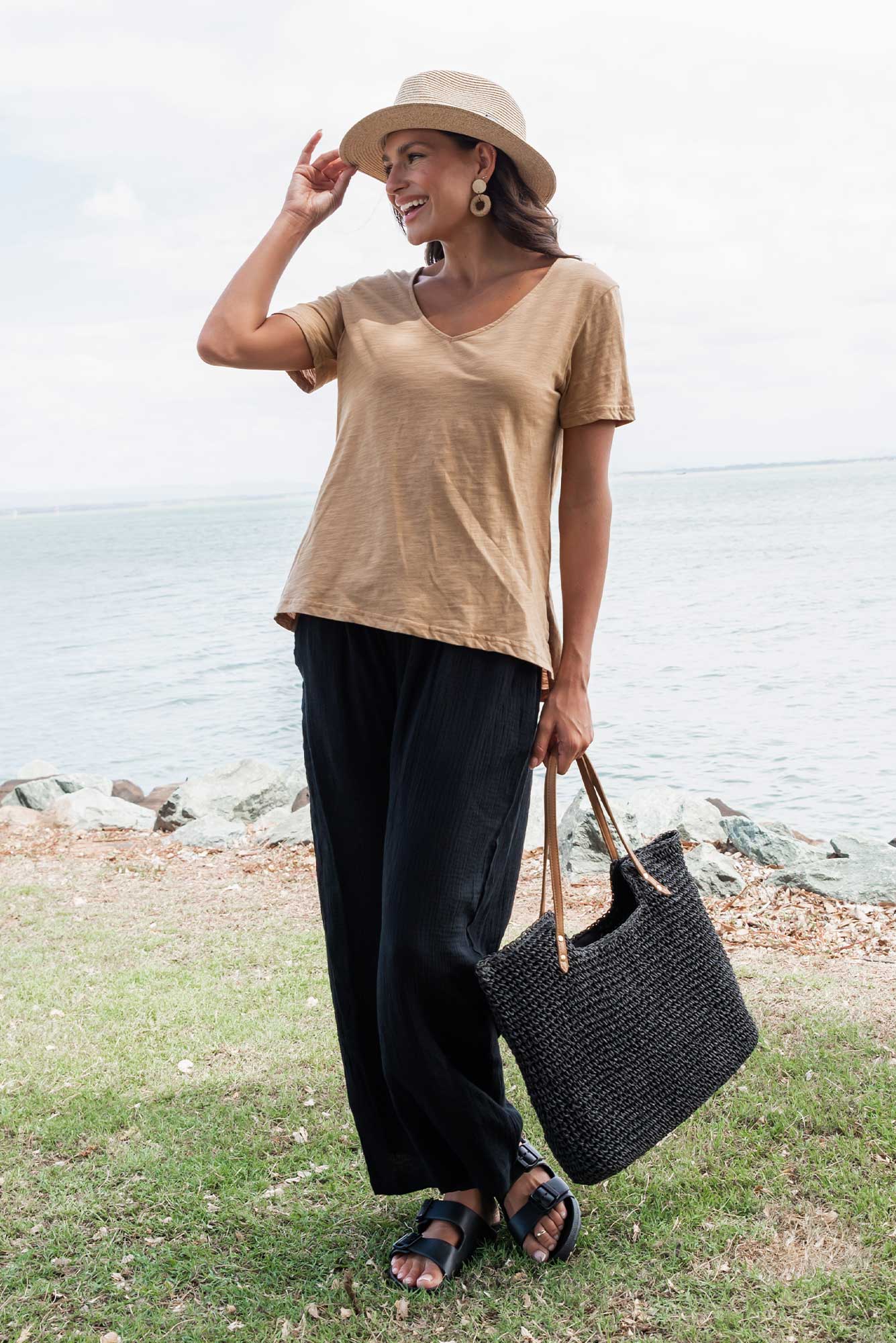 Indila Black Cotton Pants