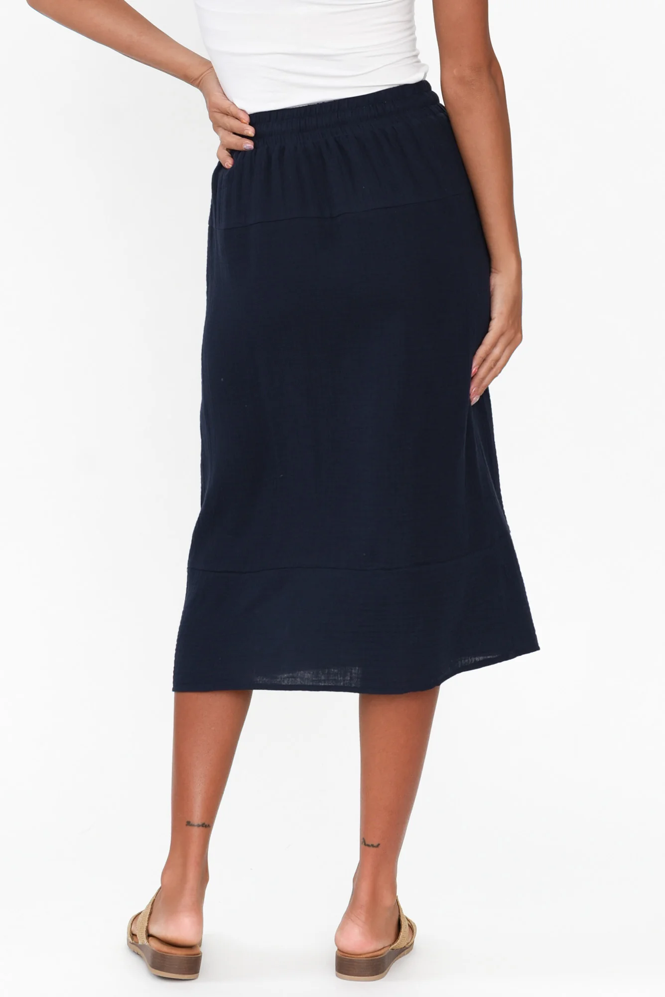 Byron Navy Cotton Skirt