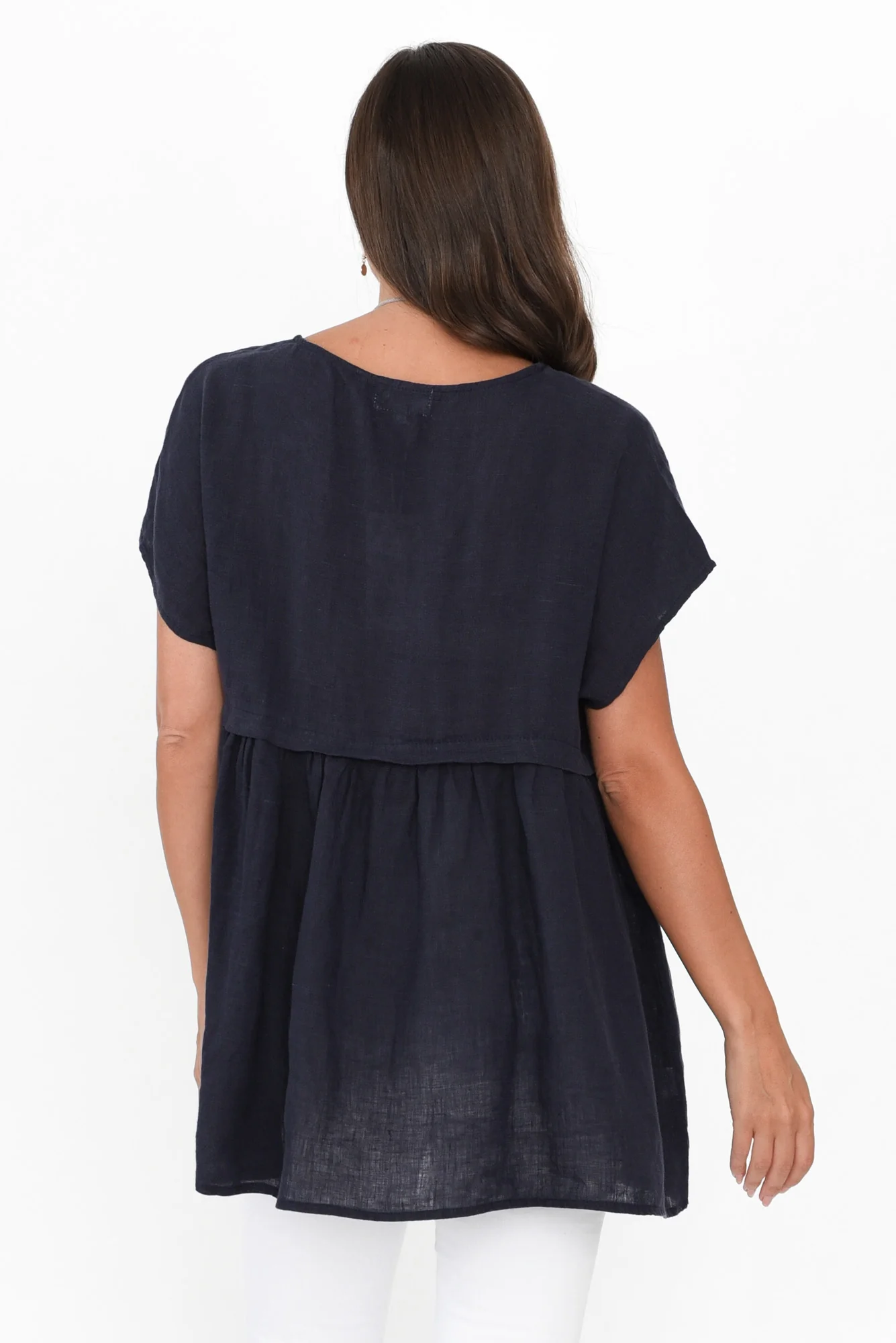 Elden Navy Linen Top