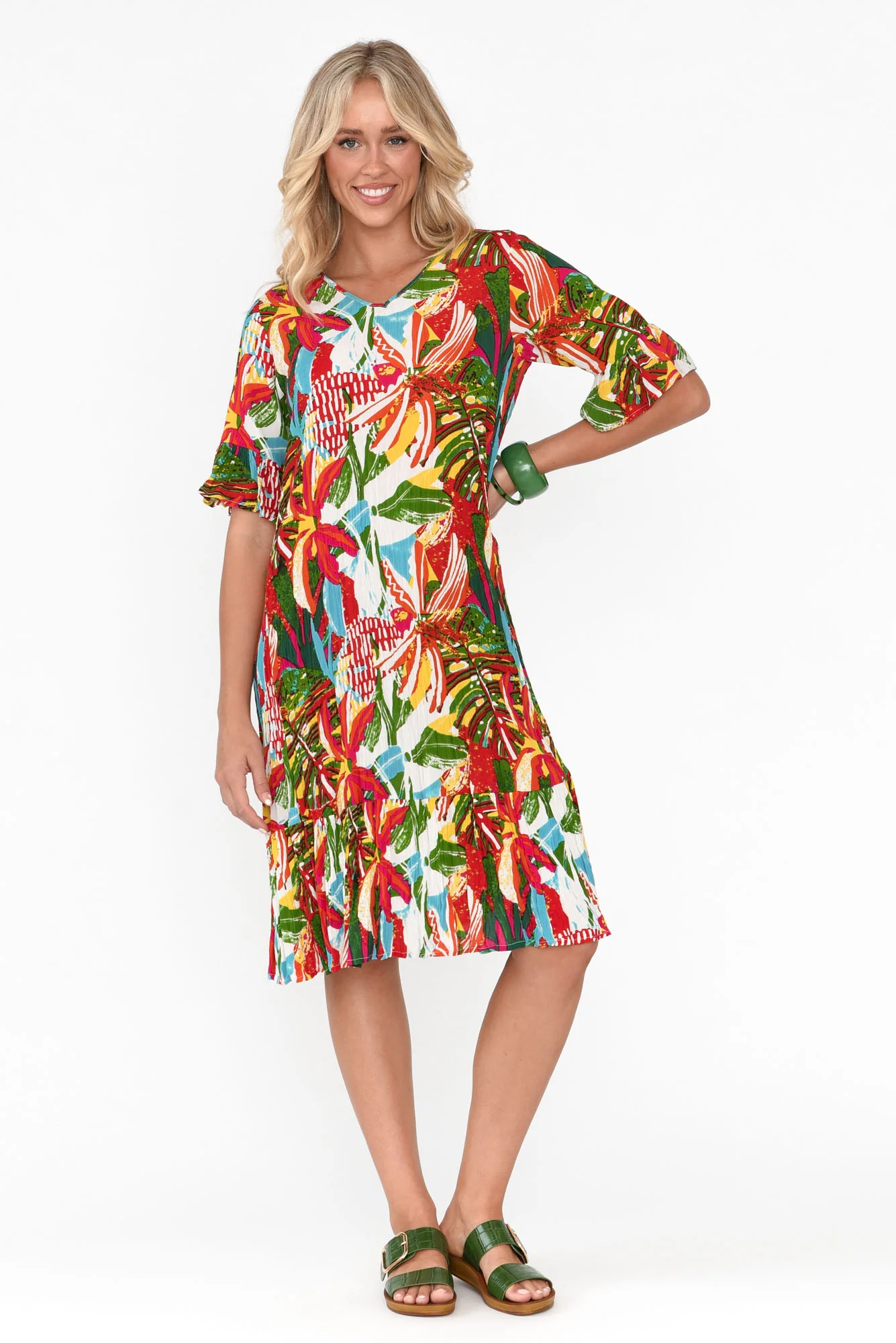 Calla Orange Rainforest Crinkle Dress