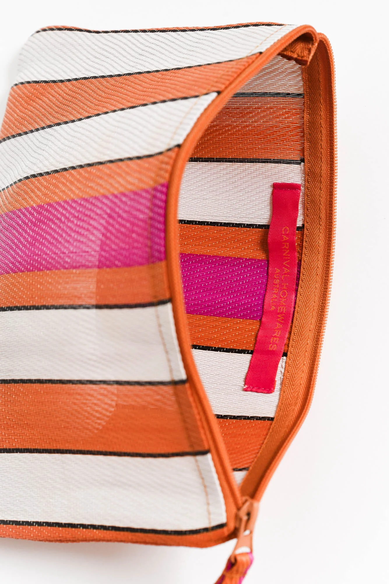 Leeca Orange Stripe Zip Pouch