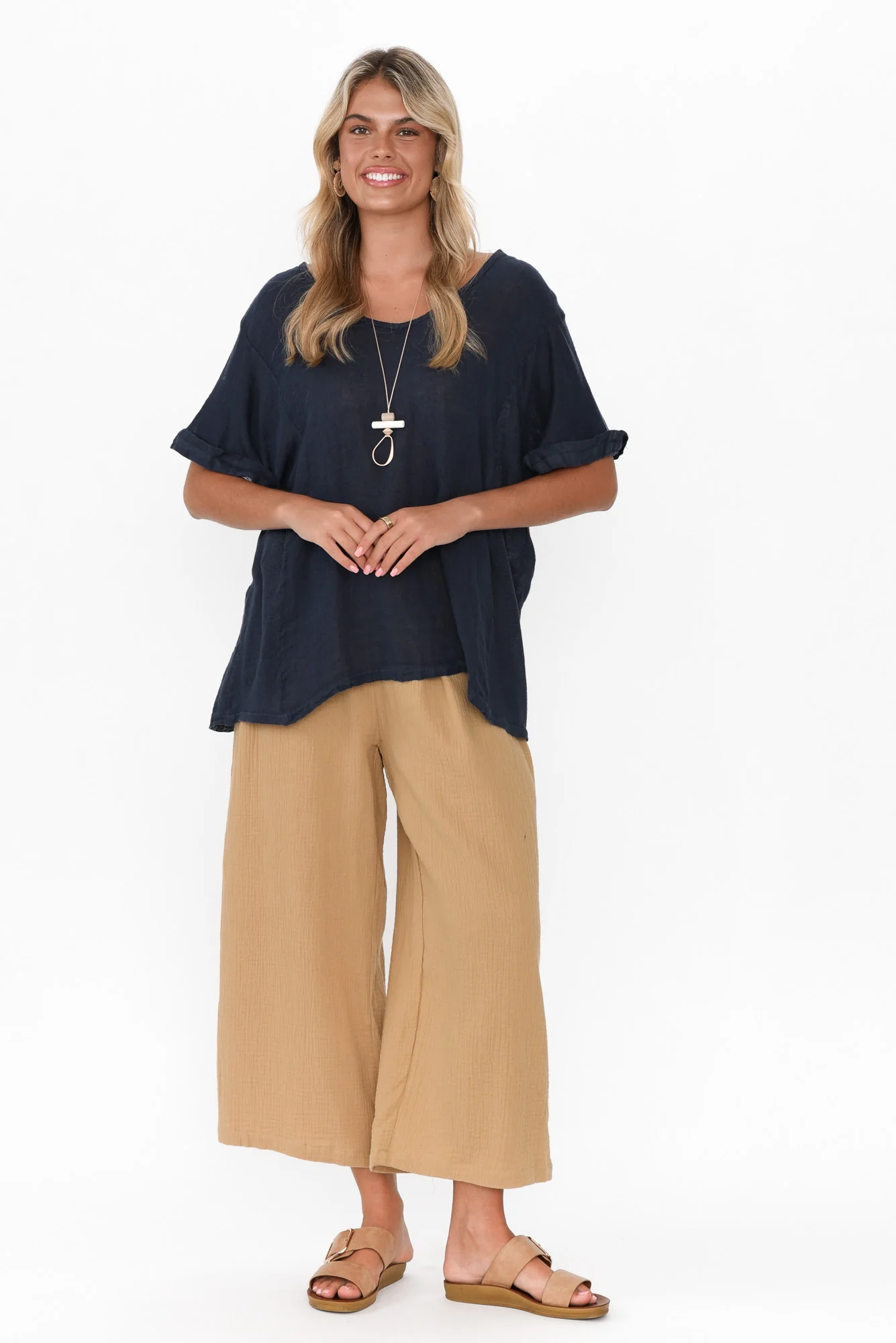 Indila Camel Cotton Pants
