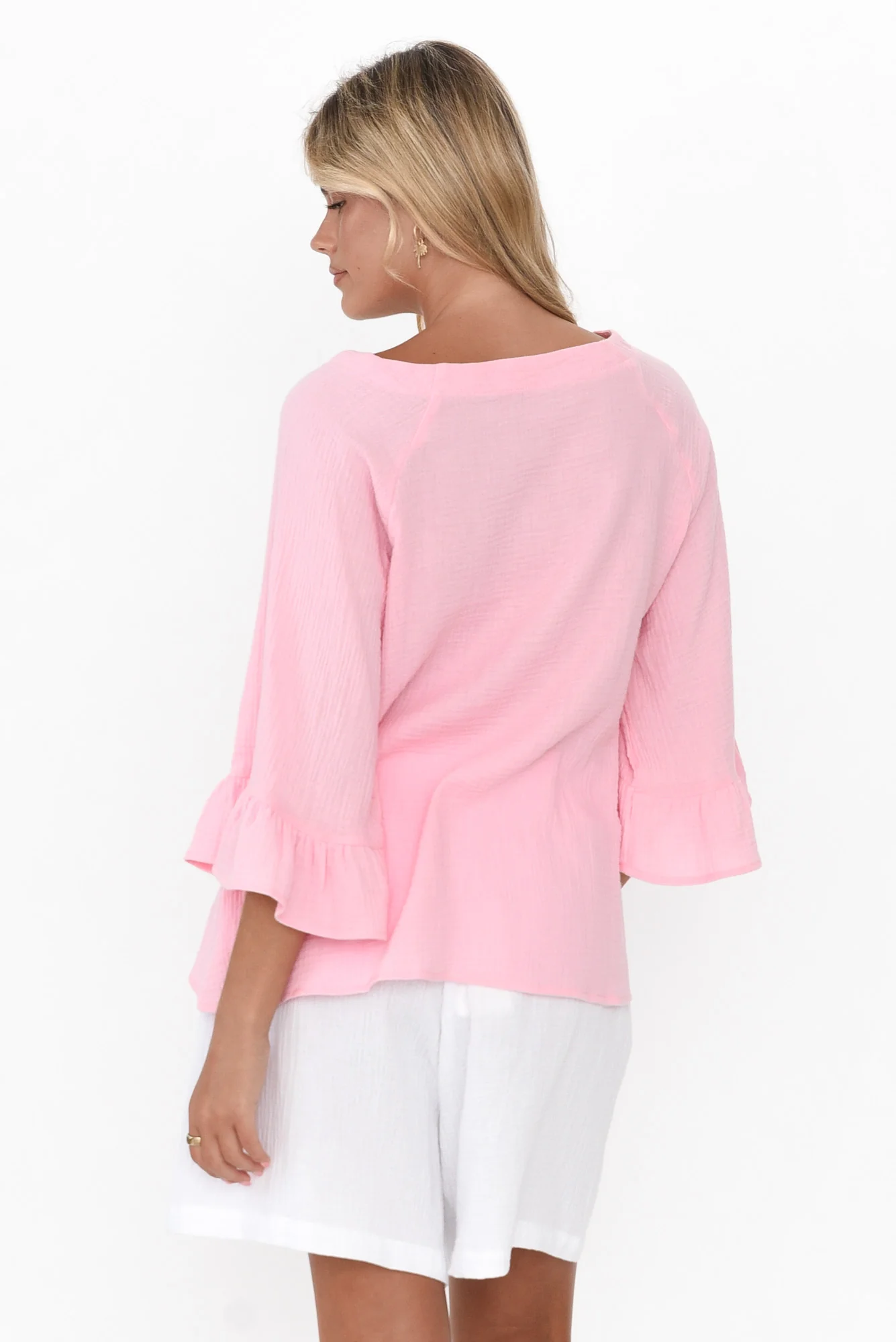 Anissa Pink Cotton Frill Top