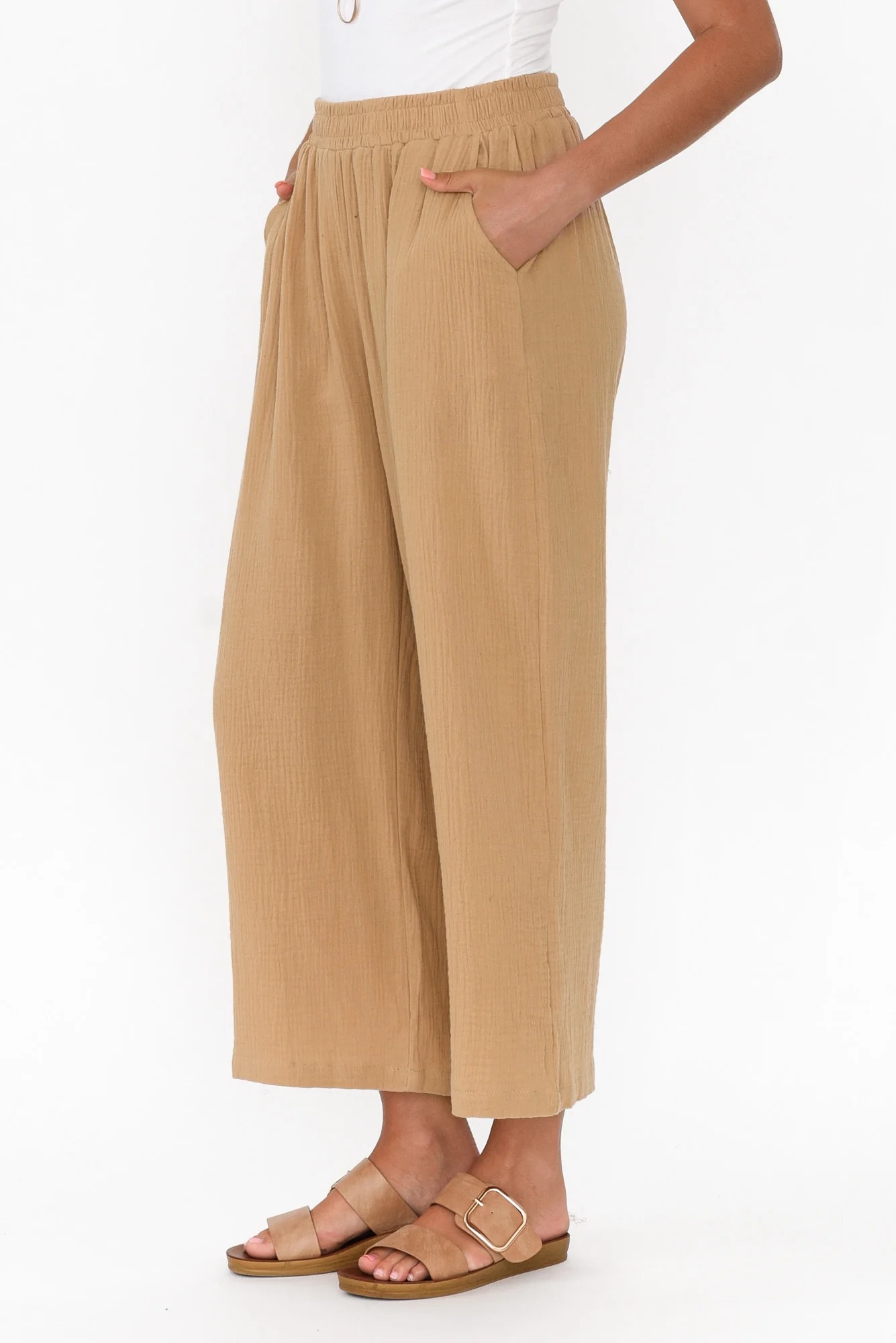 Indila Camel Cotton Pants