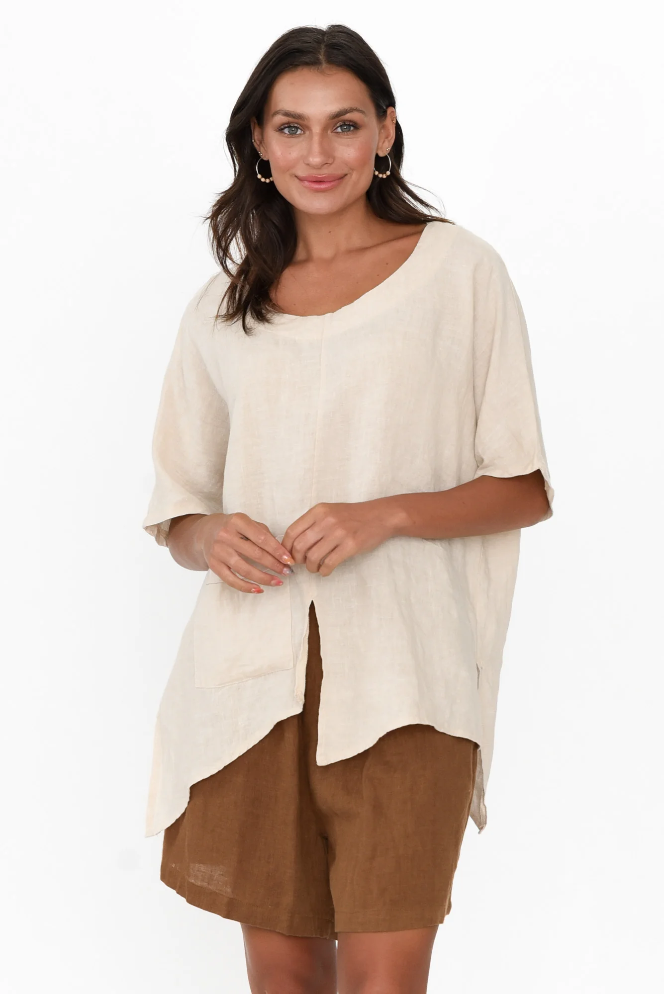 Sura Beige Linen Top