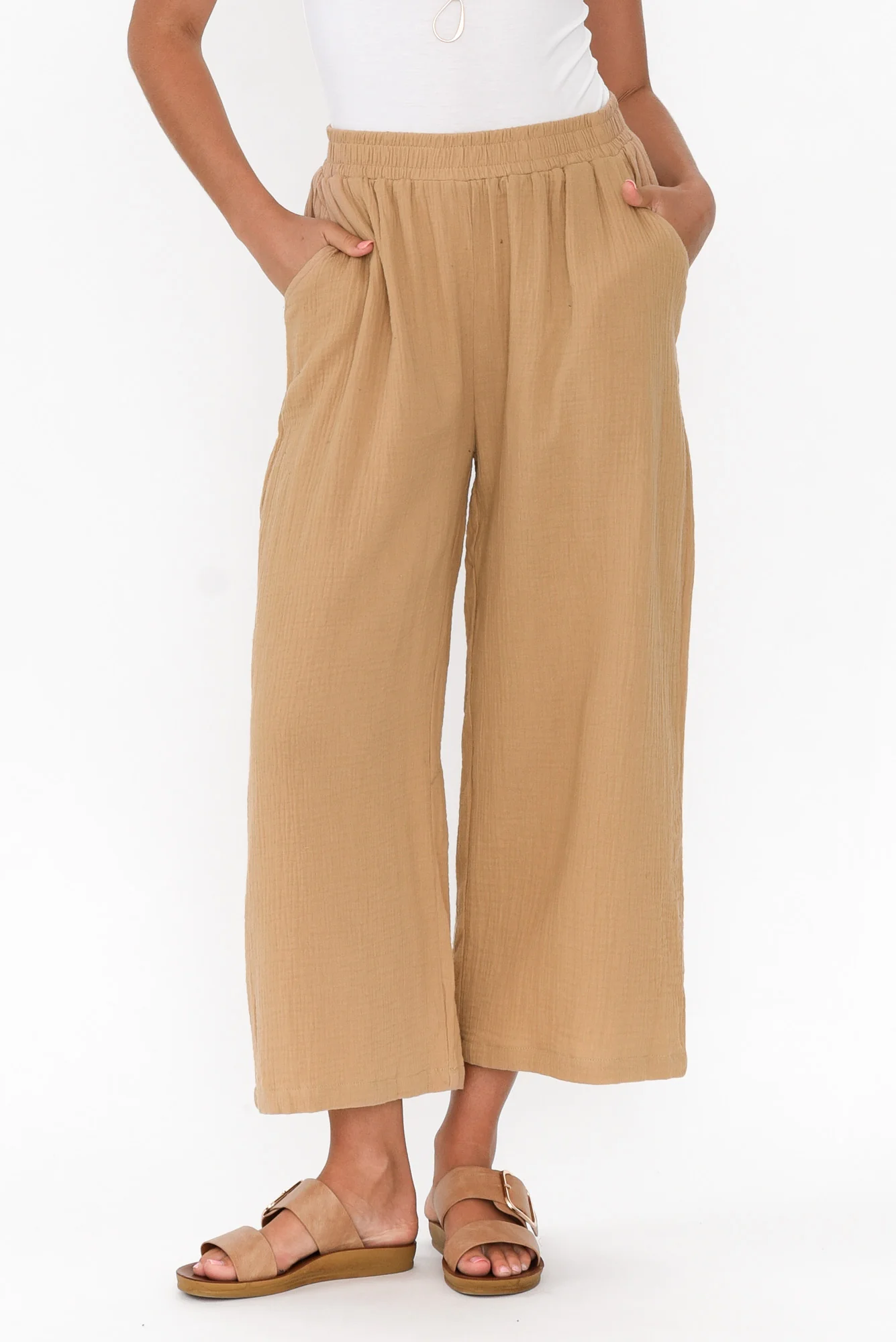 Indila Camel Cotton Pants