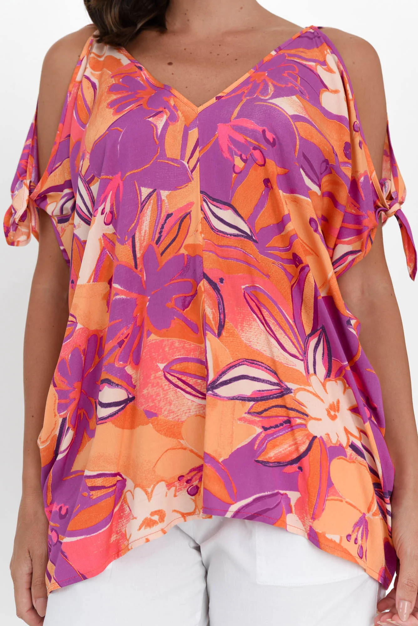 Avalee Pink Bloom Cold Shoulder Top