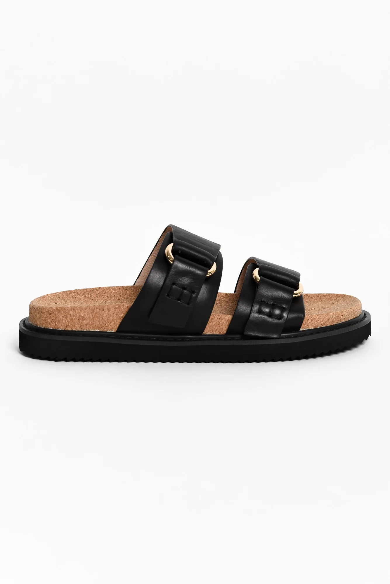 Bambi Black Leather Slide
