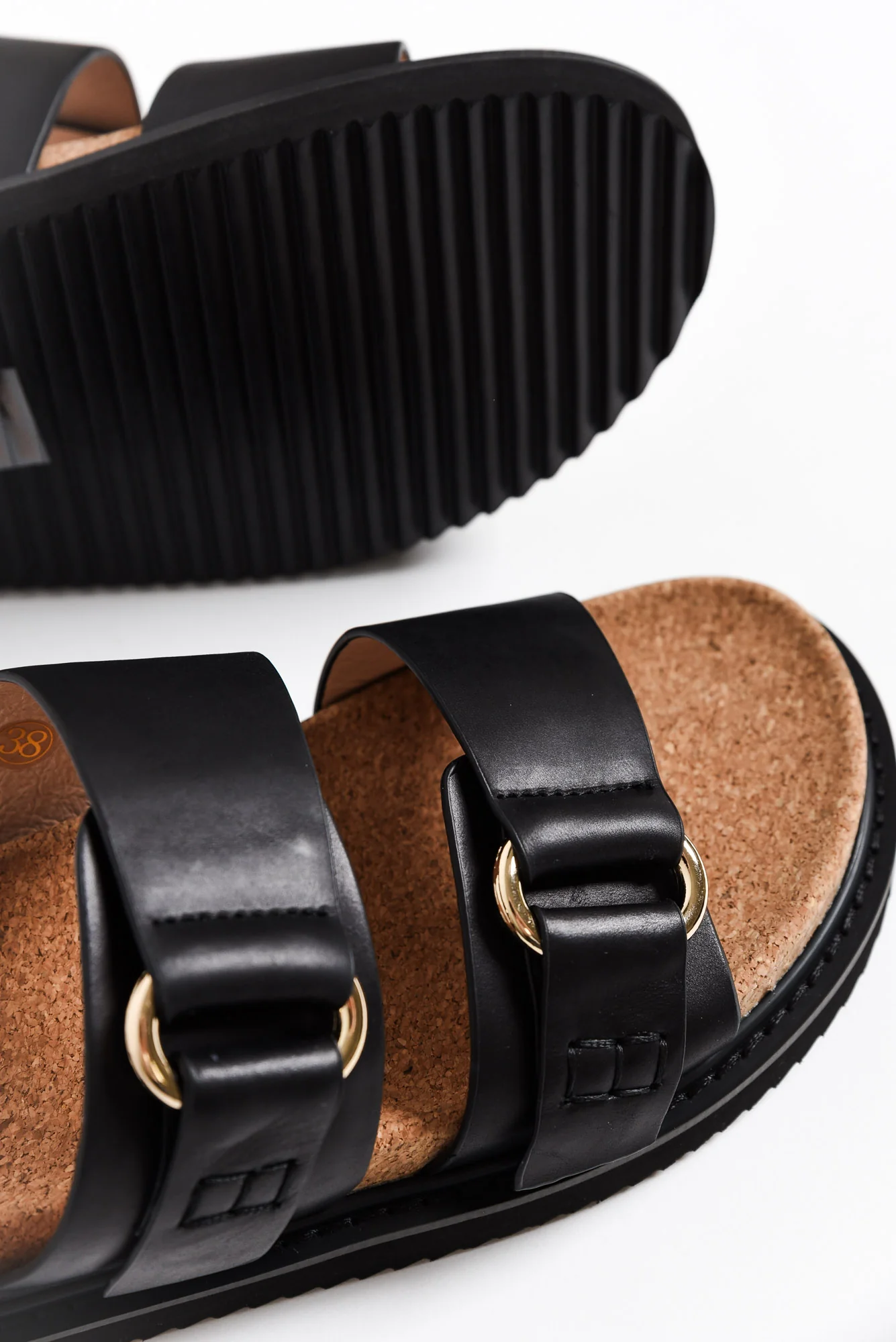 Bambi Black Leather Slide