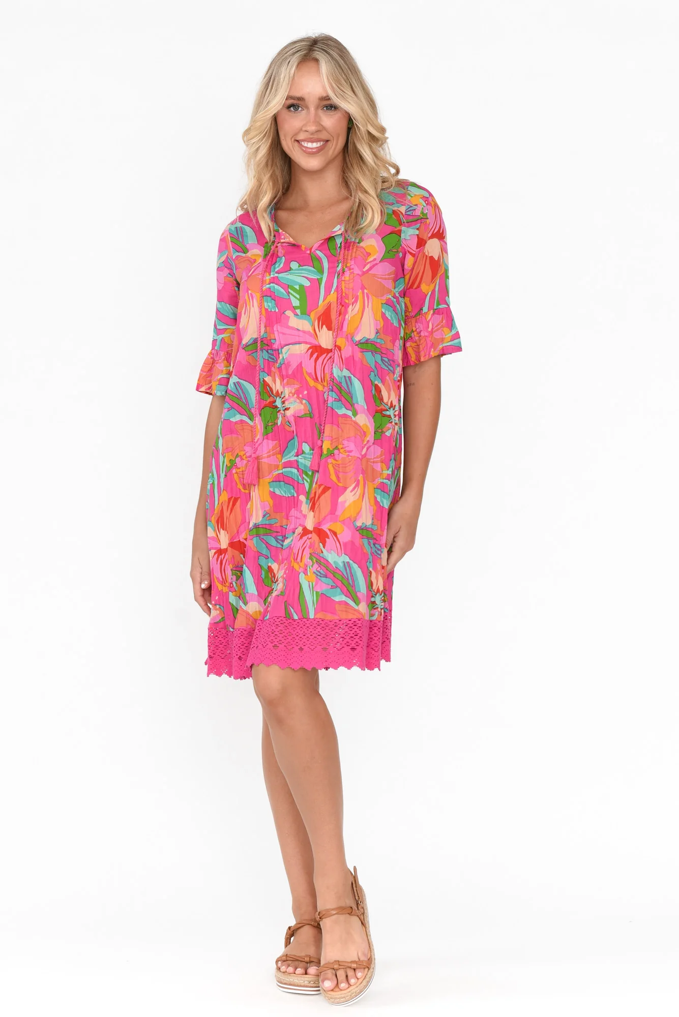 Cayman Pink Hawaiian Cotton Tunic Dress