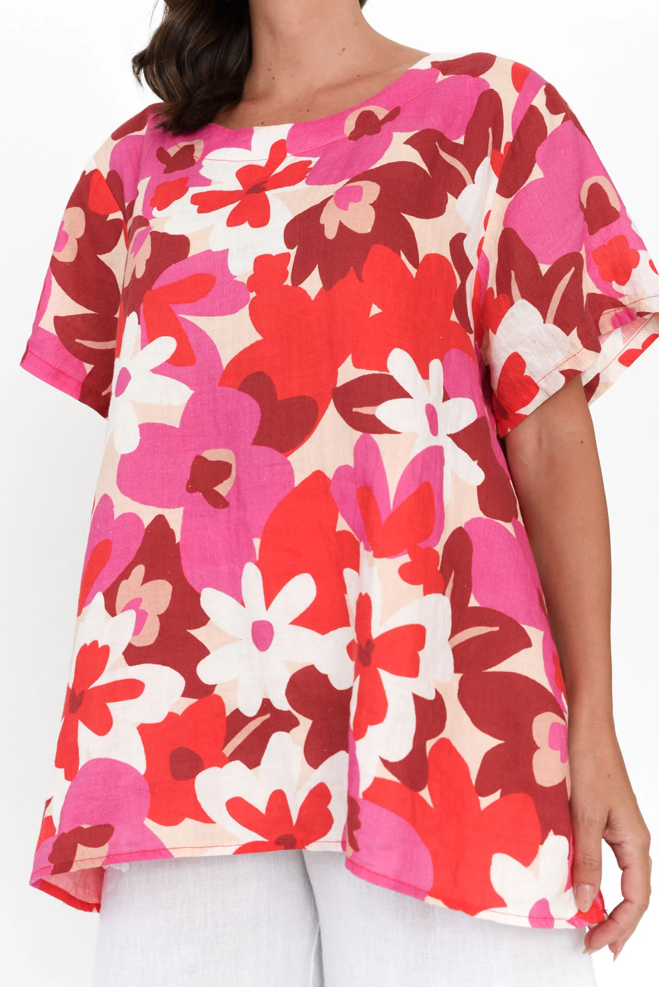 Lorelei Red Floral Linen Top