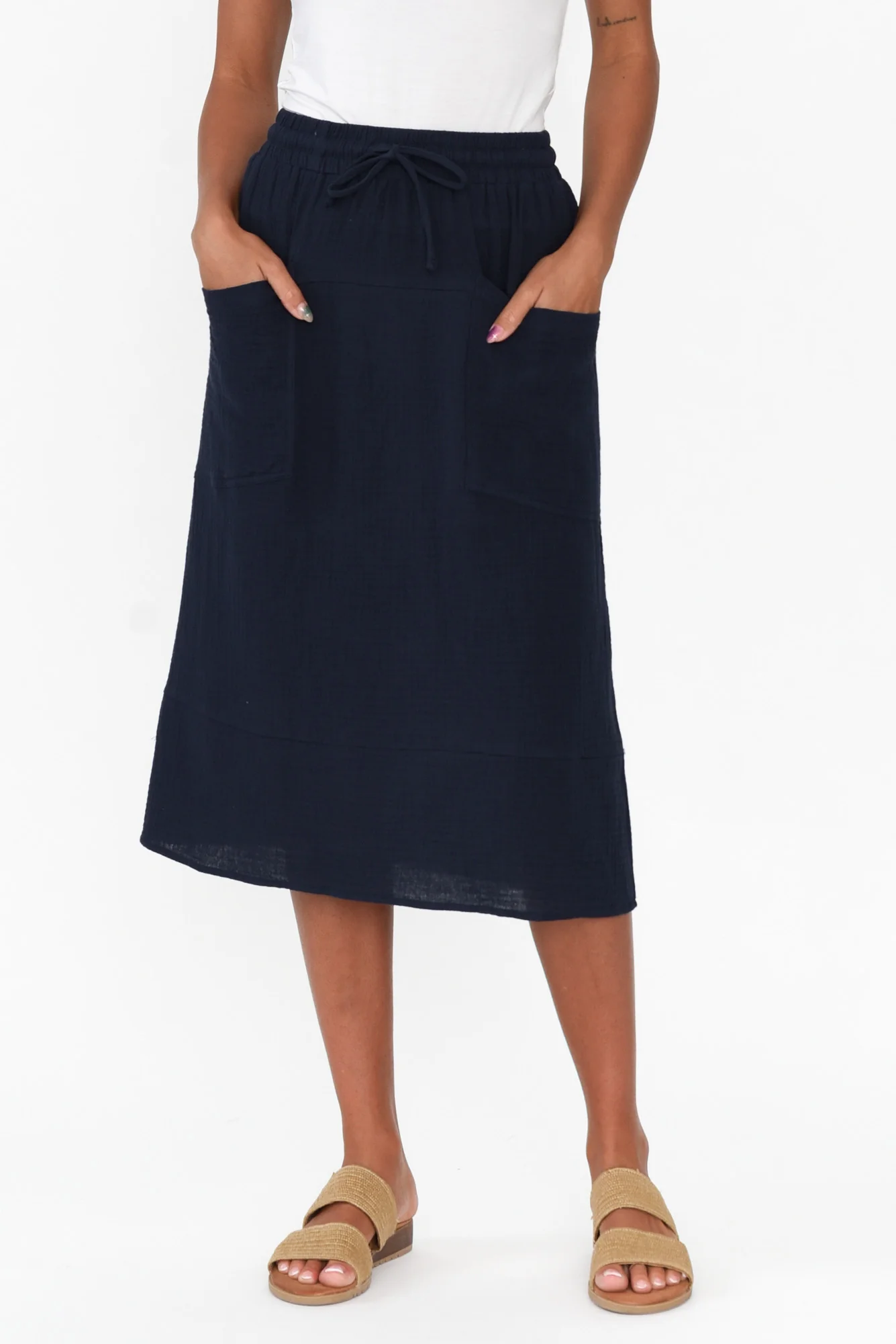 Byron Navy Cotton Skirt
