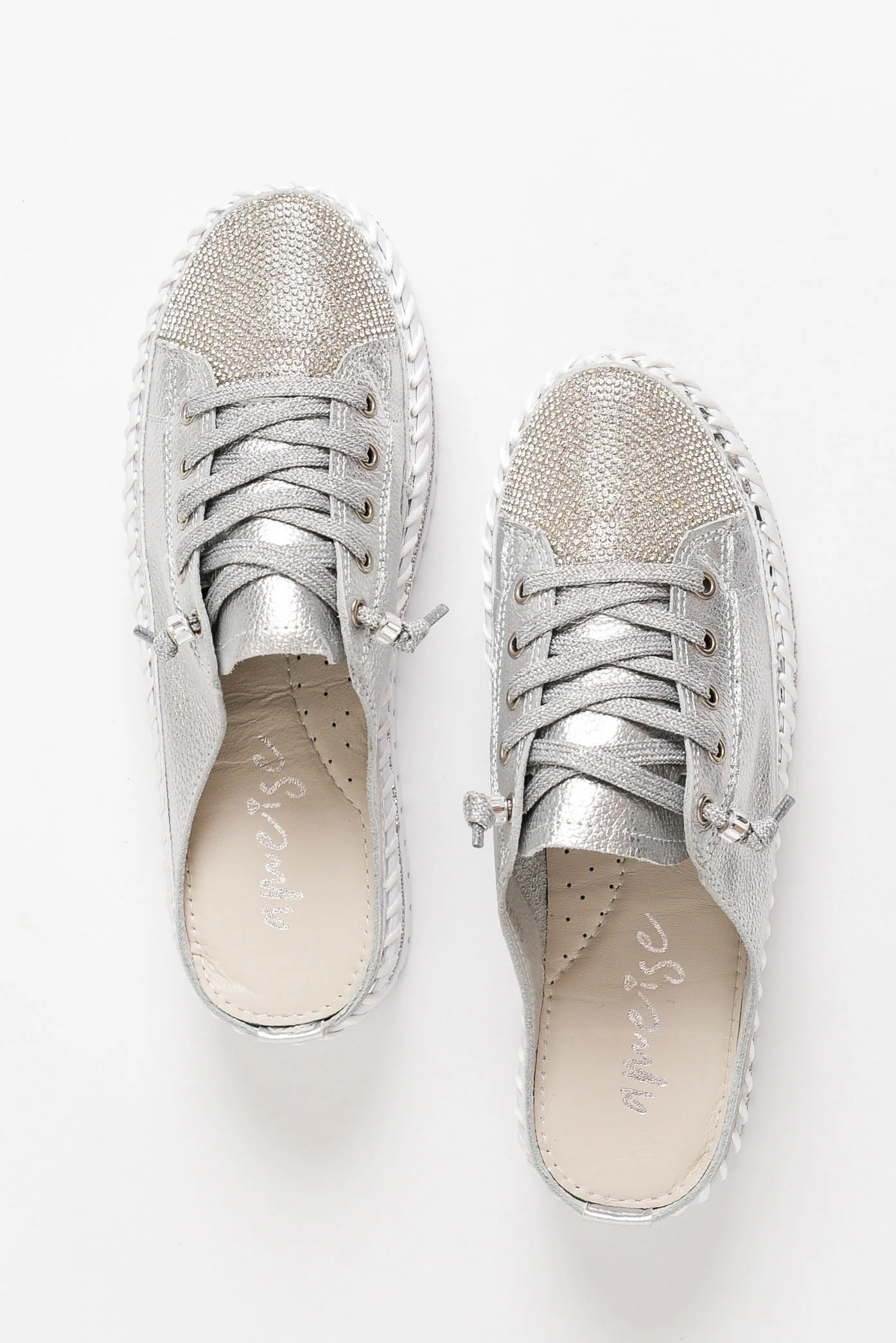 Sarah Silver Leather Mule Sneaker