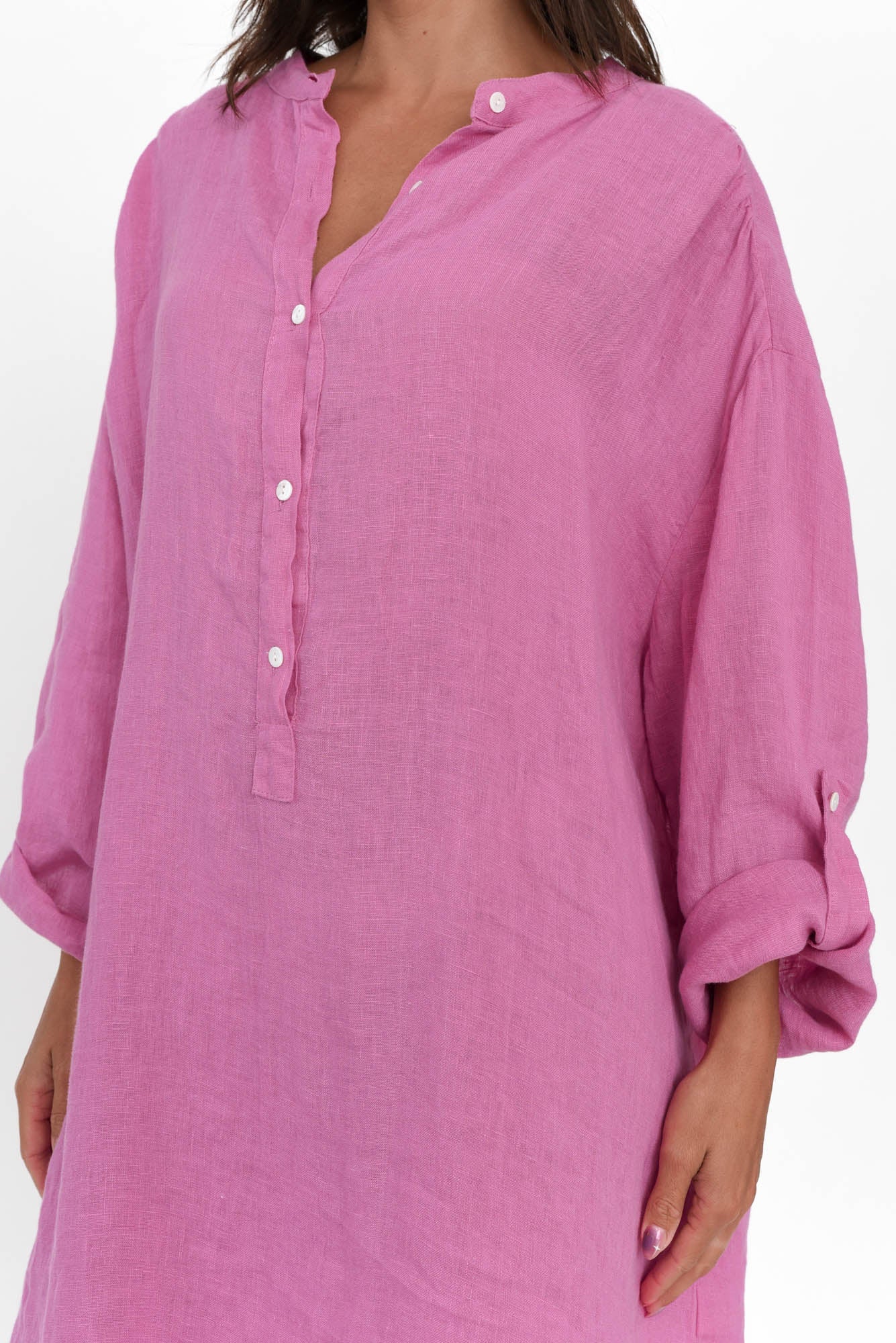 Mischa Pink Linen Shirt Dress