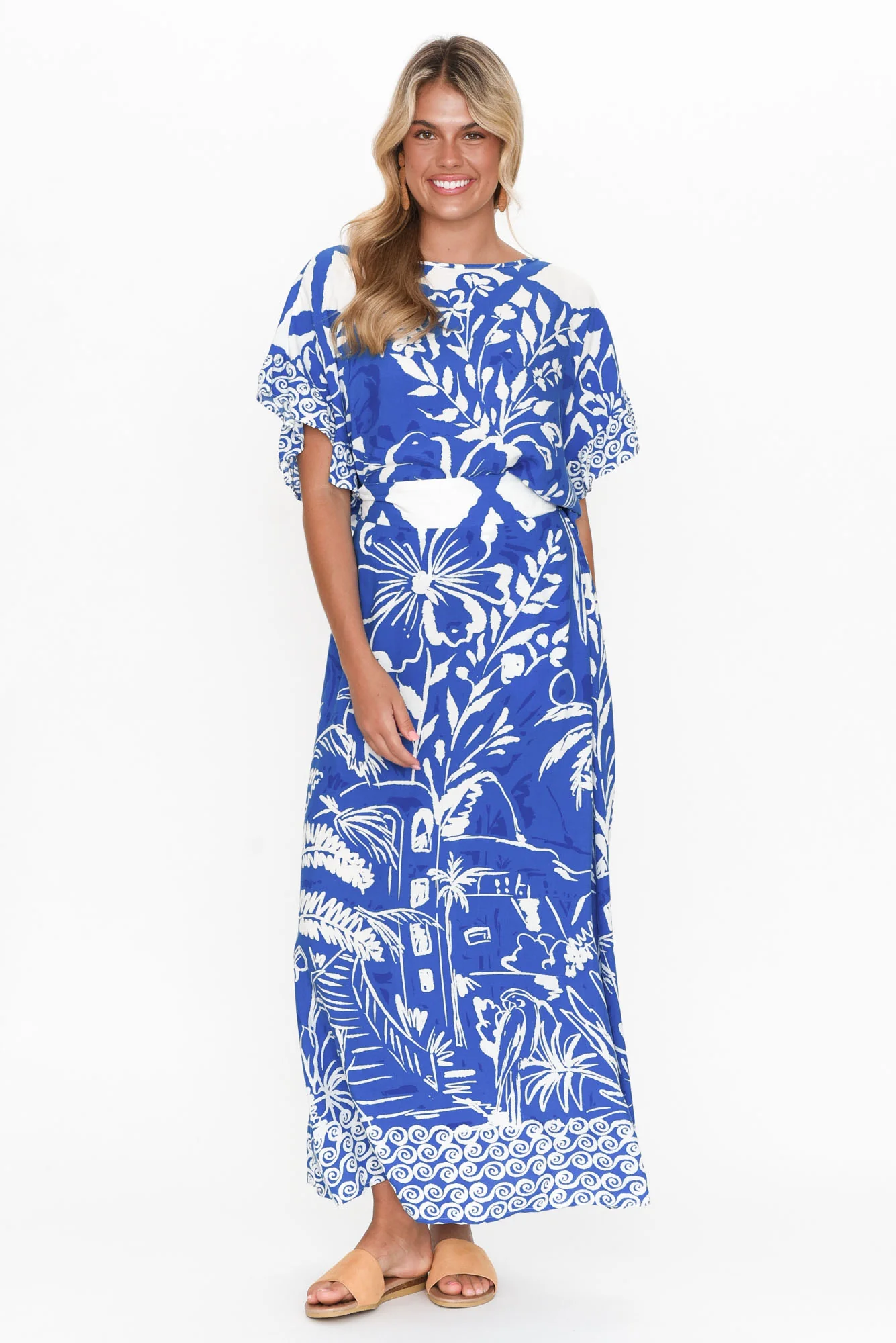 Colter Cobalt Tropical Frill Top