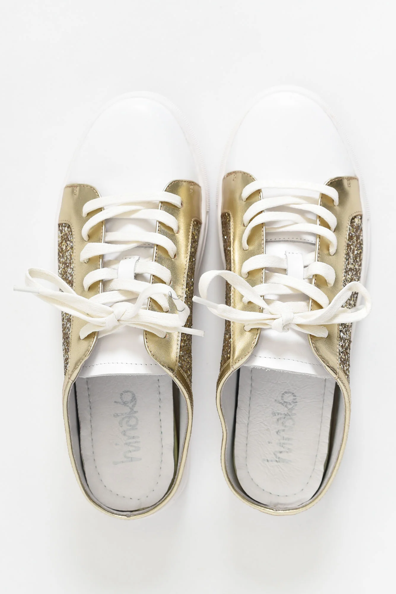 Paz Gold Glitter Leather Mule Sneaker
