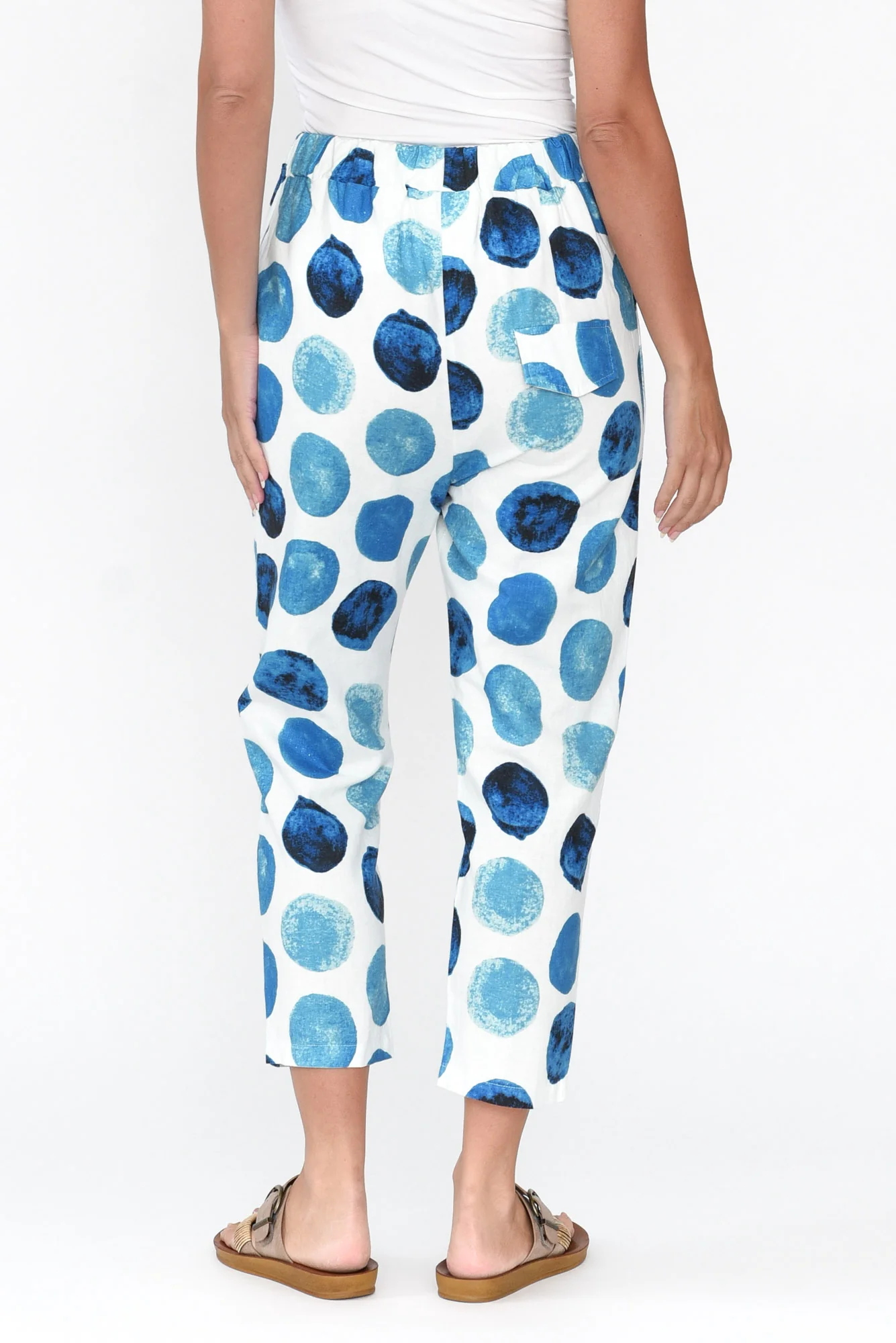 Jacqui Blue Spot Linen Pants