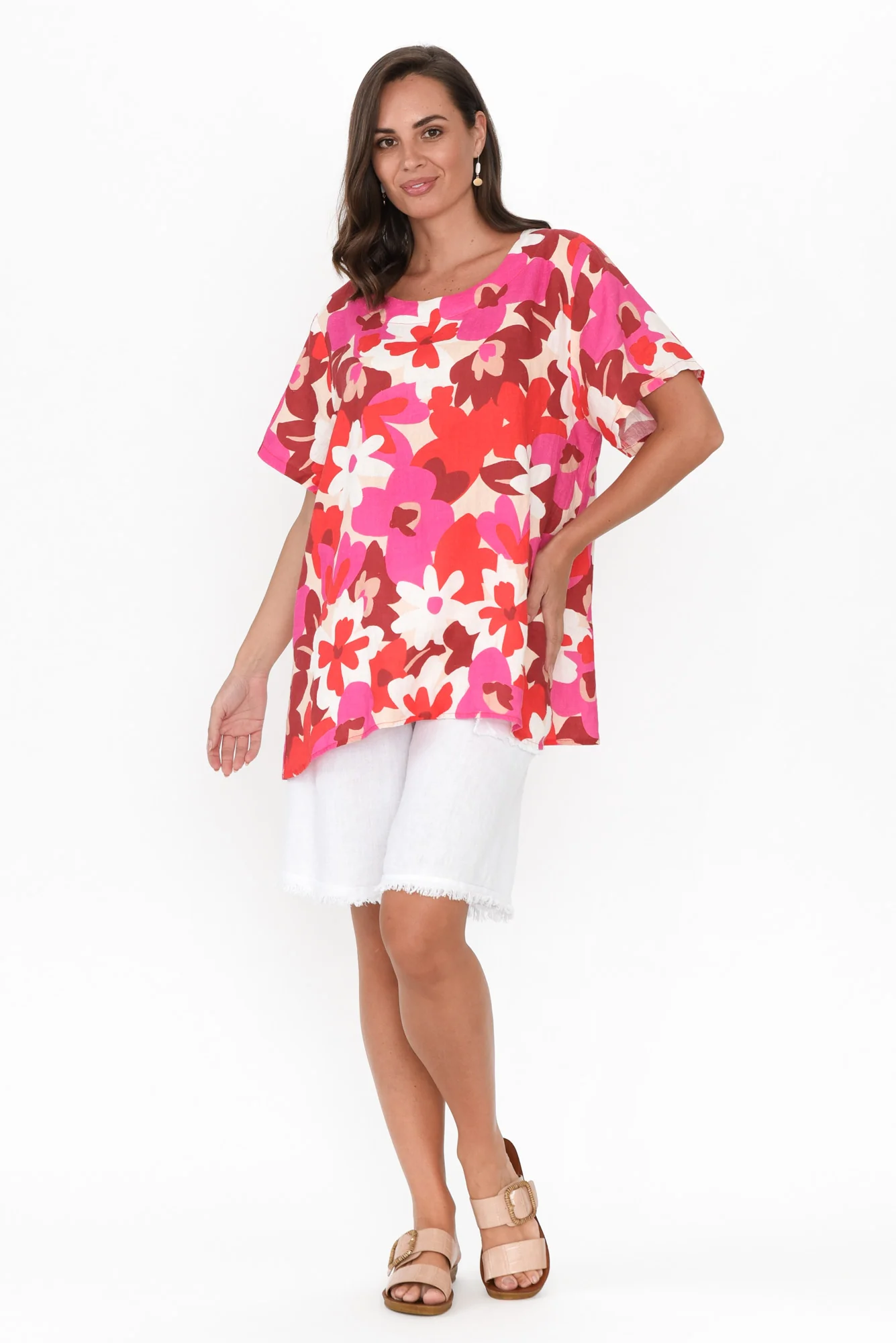 Lorelei Red Floral Linen Top