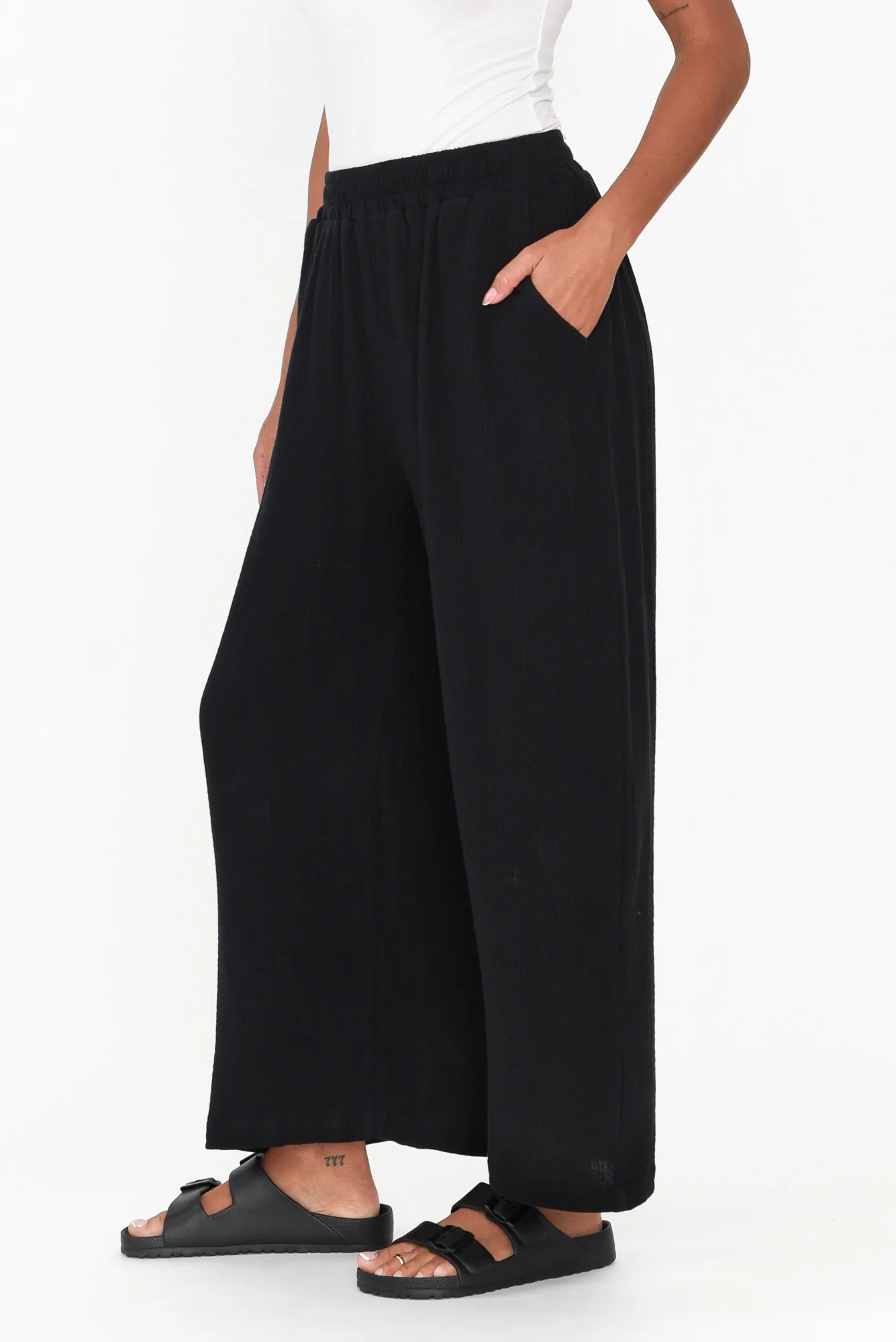 Indila Black Cotton Pants