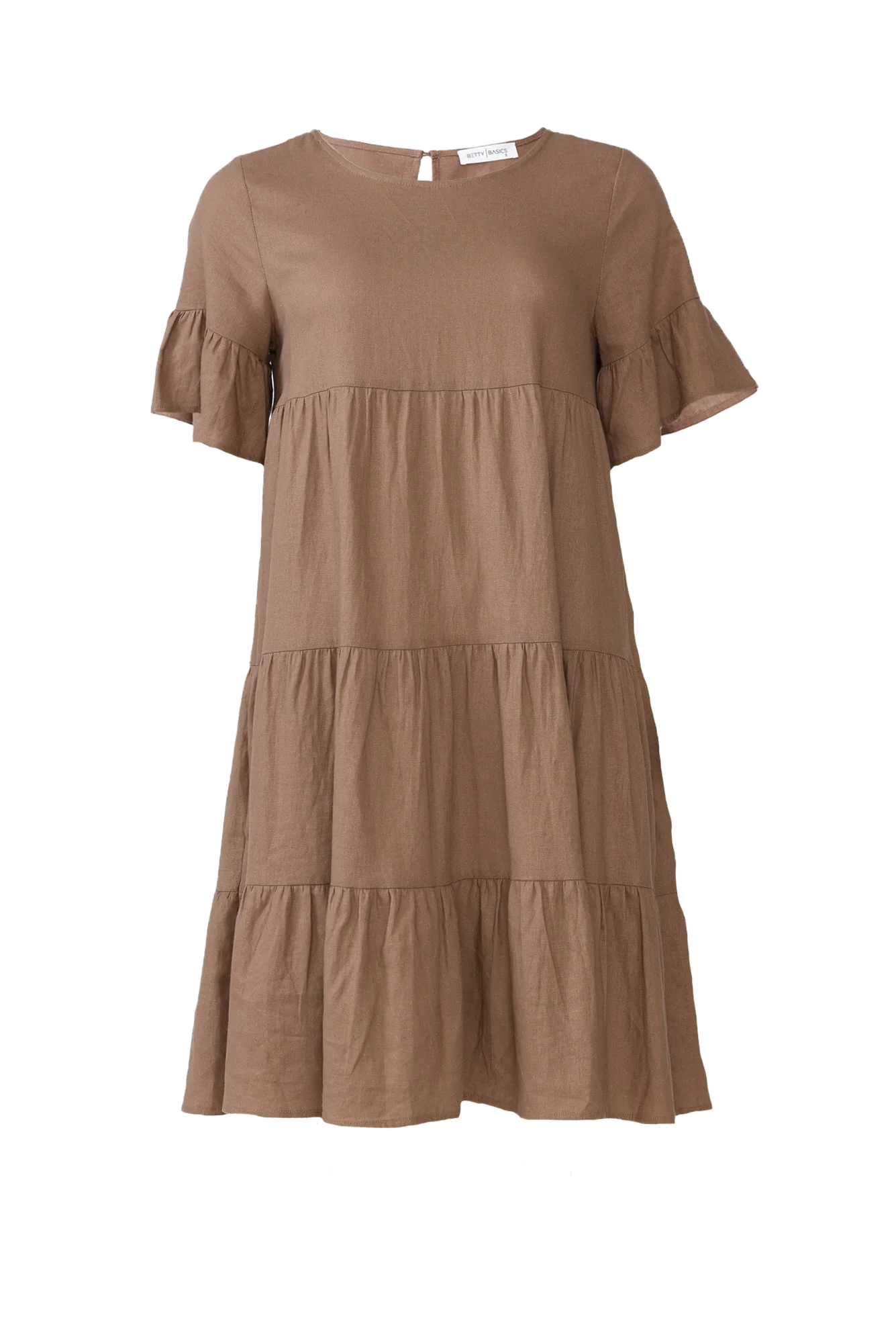 Azura Chocolate Linen Blend Tiered Dress