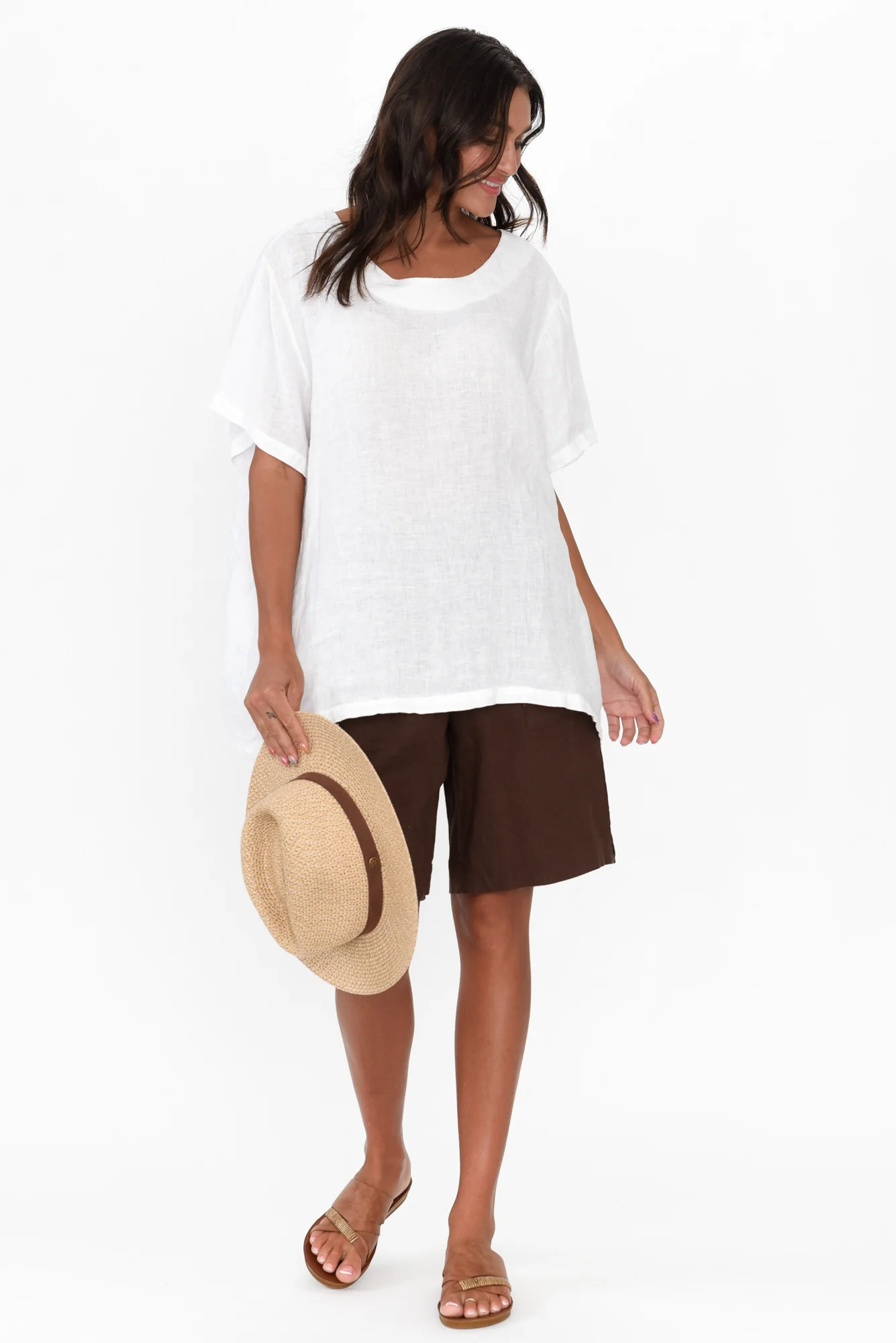 Aster Brown Linen Shorts