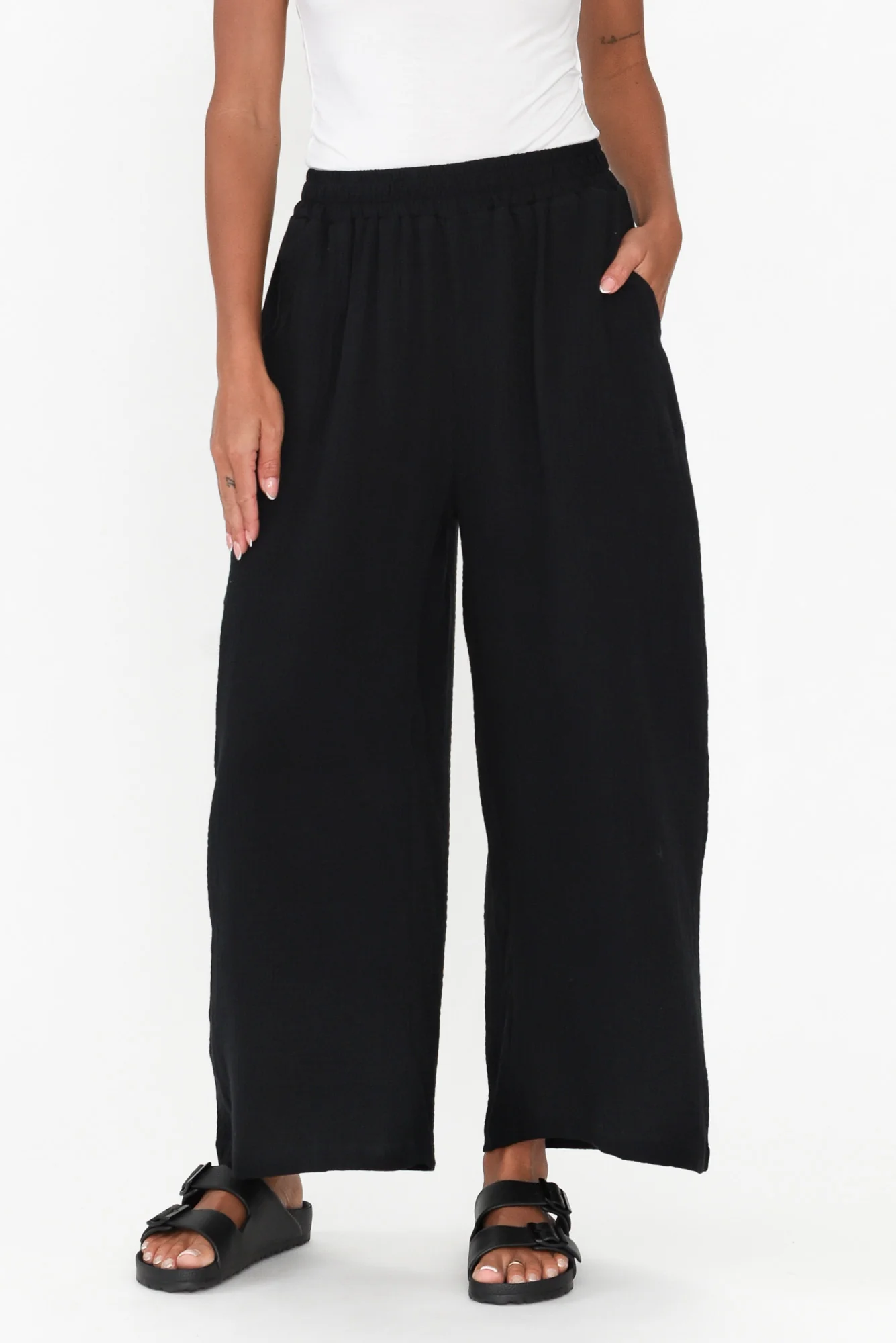 Indila Black Cotton Pants