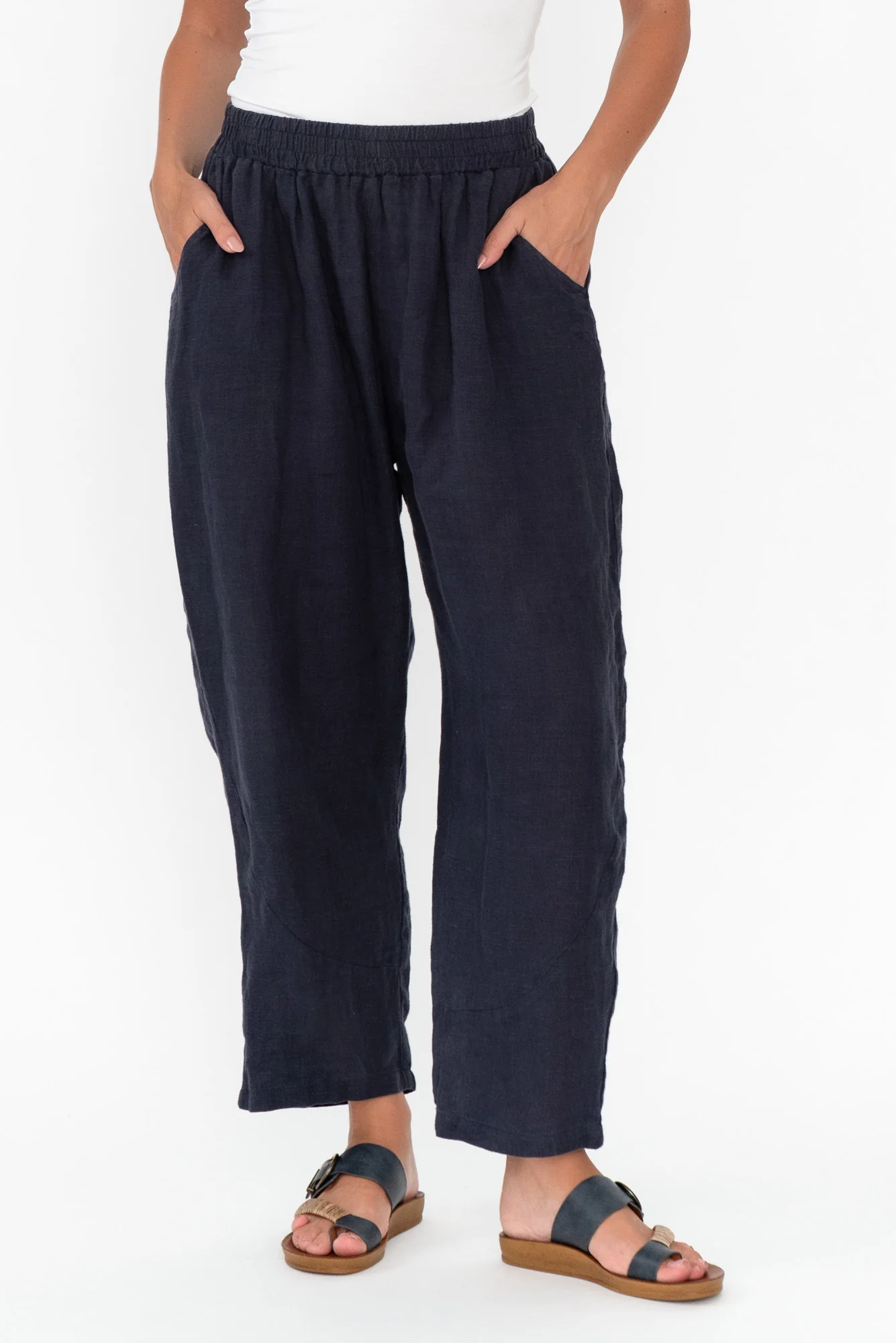 Ataya Navy Linen Pants