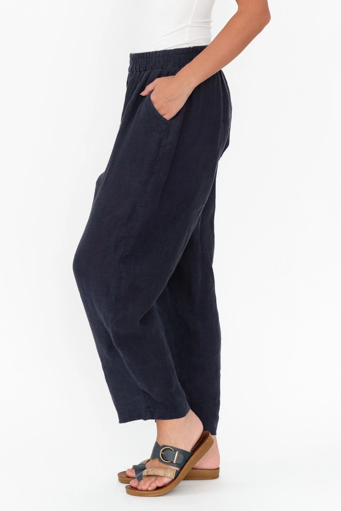 Ataya Navy Linen Pants